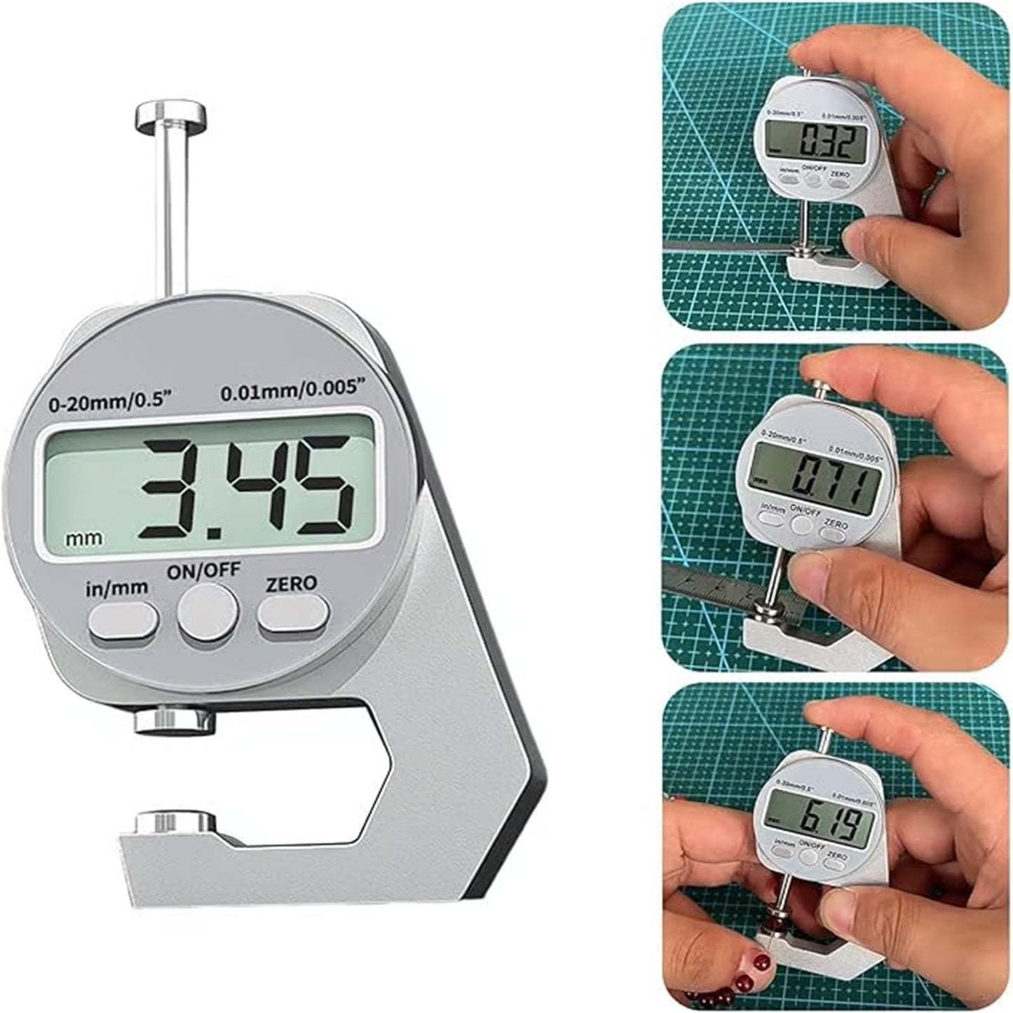 Thickness Meter Precision Digital Thickness Gauge High Precision Electronic Micrometer (Flat Head 0-10Mm) JWDX, Precisions Digital Thickness Gauges High Accuracy Electronic Micrometers With（0 10Mm） One Size Silver