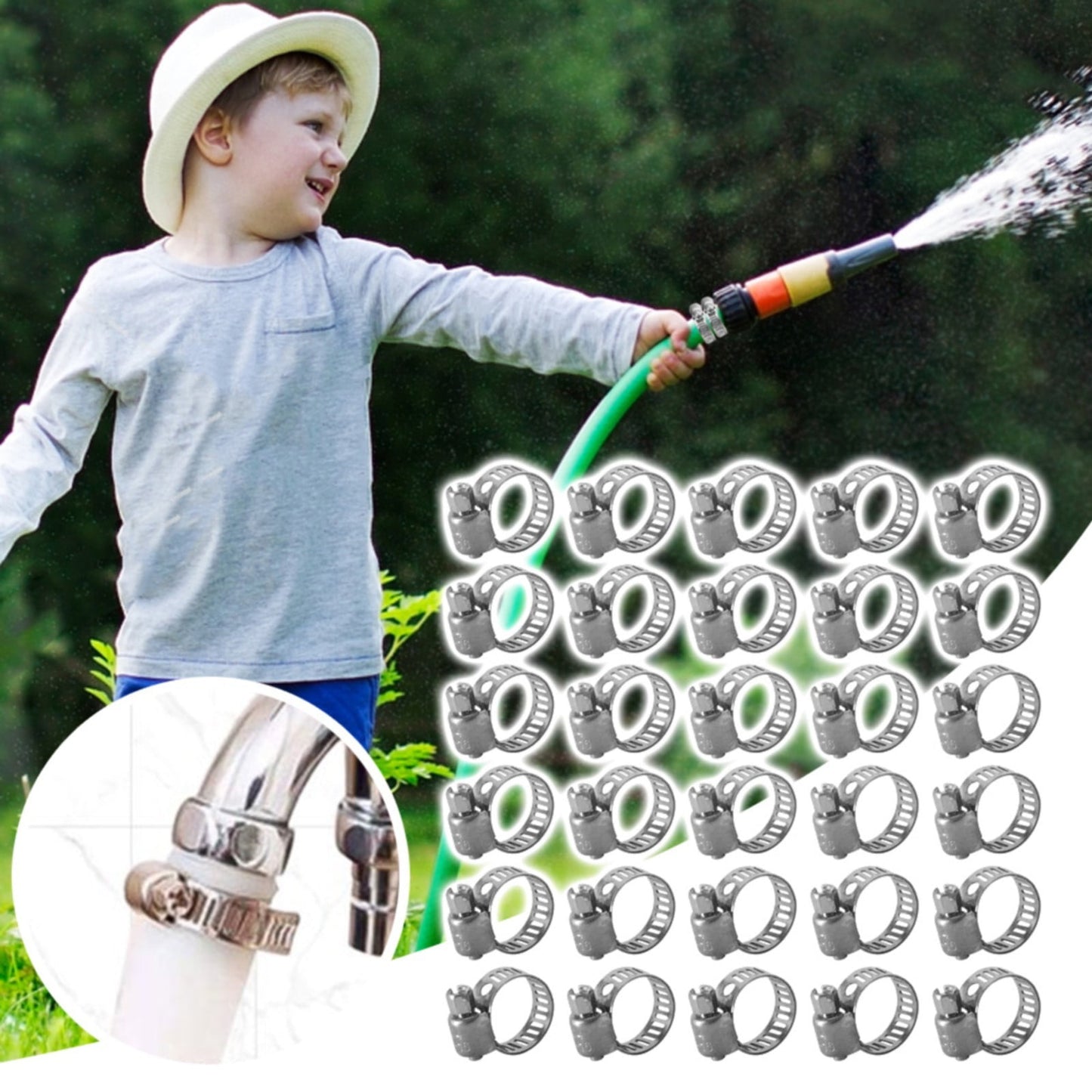 30Pc 304 Stainless Steel Beautiful Throat Clamp (Hand-Made 30Pc 304 10-16Mm Throat Clamp) JWDX, 30 Pack Hose Clamps Stainless Steel Clamps Worm Gear Hose Clamp Miniature Powerseal Kit One Size Silver