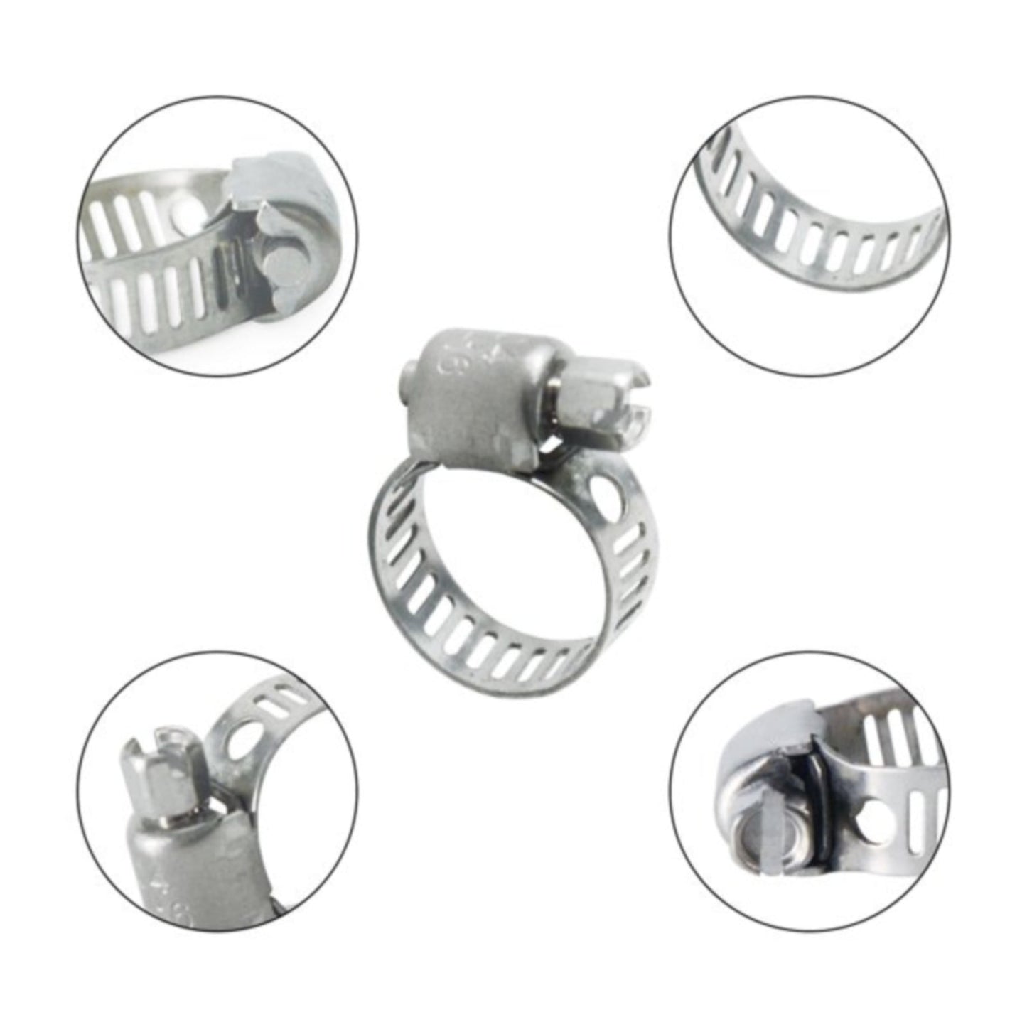 30Pc 304 Stainless Steel Beautiful Throat Clamp (Hand-Made 30Pc 304 10-16Mm Throat Clamp) JWDX, 30 Pack Hose Clamps Stainless Steel Clamps Worm Gear Hose Clamp Miniature Powerseal Kit One Size Silver