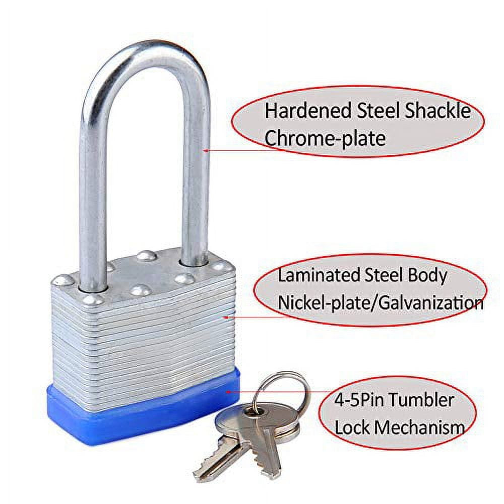 40Mm Thousand Layer Lock 2Pc 2X Dust Lock Laminated Key Lock 2 Same Key Padlocks Long 2 Pack JWDX One Size Silver