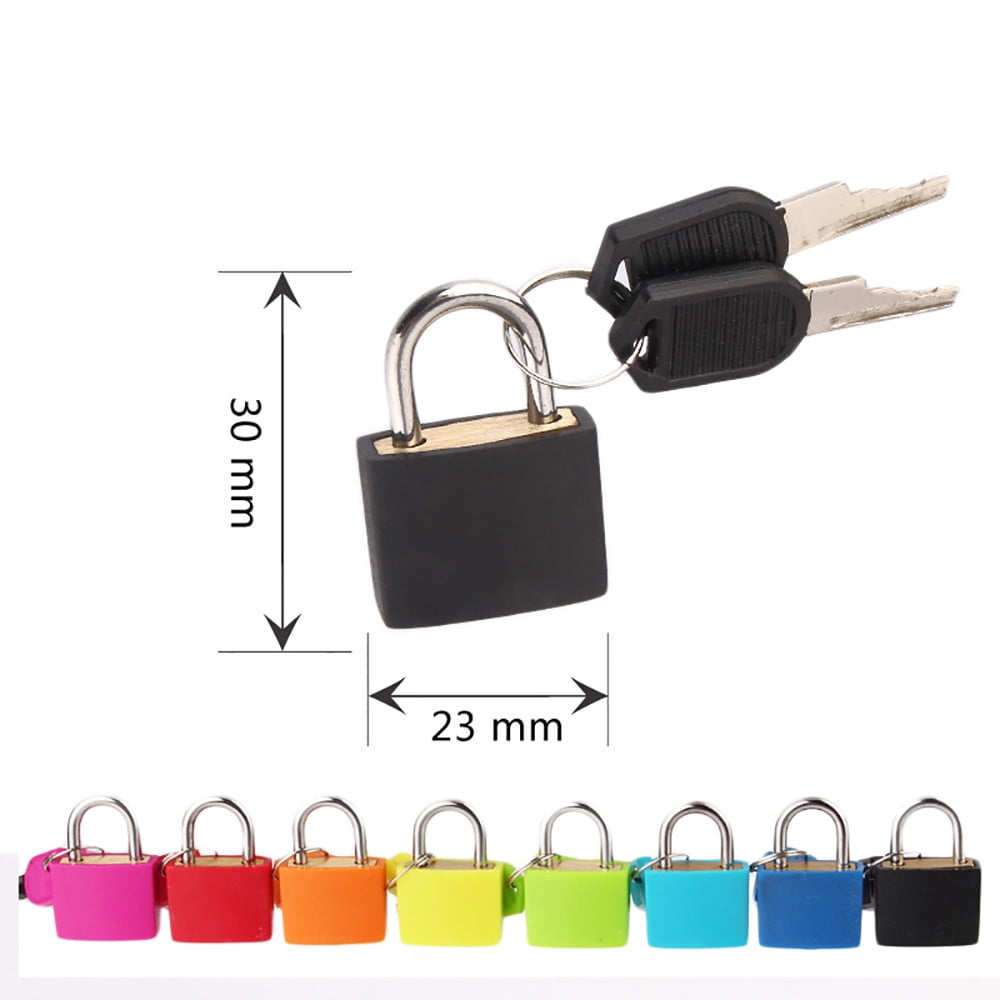 22Mm Color Plastic Padlock D 1 Lock, 2 Keys Small Mini Strong Steel Padlock Travel Suitcase Diary Lock With 2 Keys JWDX 30 mm x 23 mm D