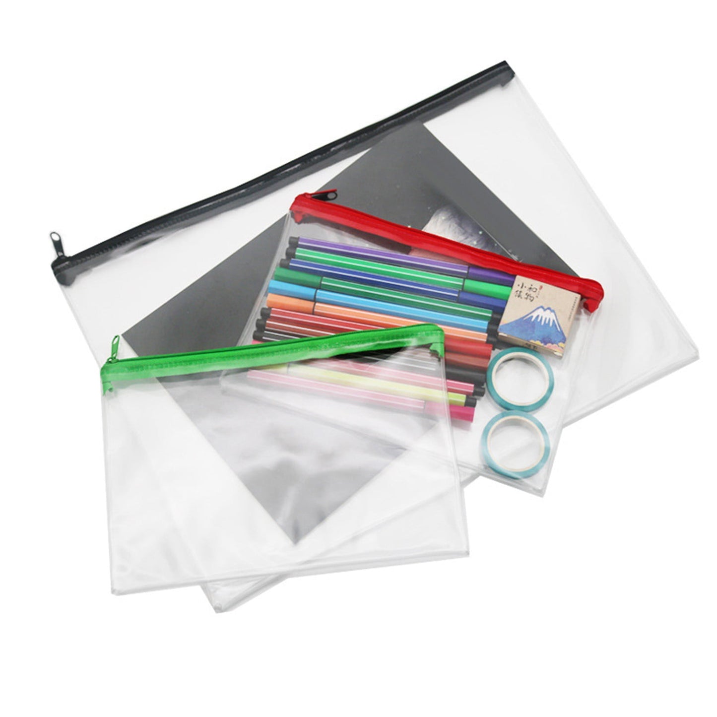 Transparent Pencil Case Zipper Bag Green 1 Transparent Pencil Case Zipper Bag Clear Pencil Case With Zipper Transparent Pvc For Schǒ-ǒI Exams Home And Travel JWDX One Size Green