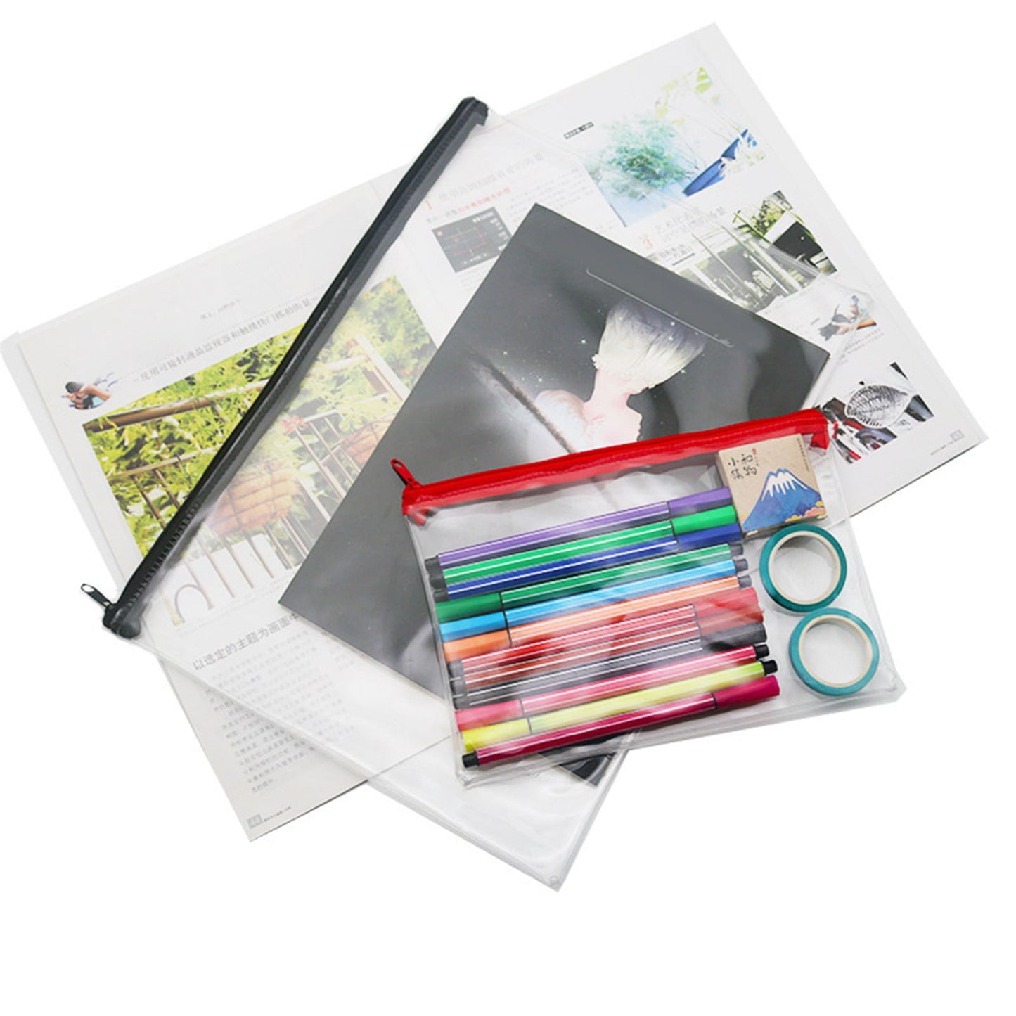 Transparent Pencil Case Zipper Bag Green 1 Transparent Pencil Case Zipper Bag Clear Pencil Case With Zipper Transparent Pvc For Schǒ-ǒI Exams Home And Travel JWDX One Size Green