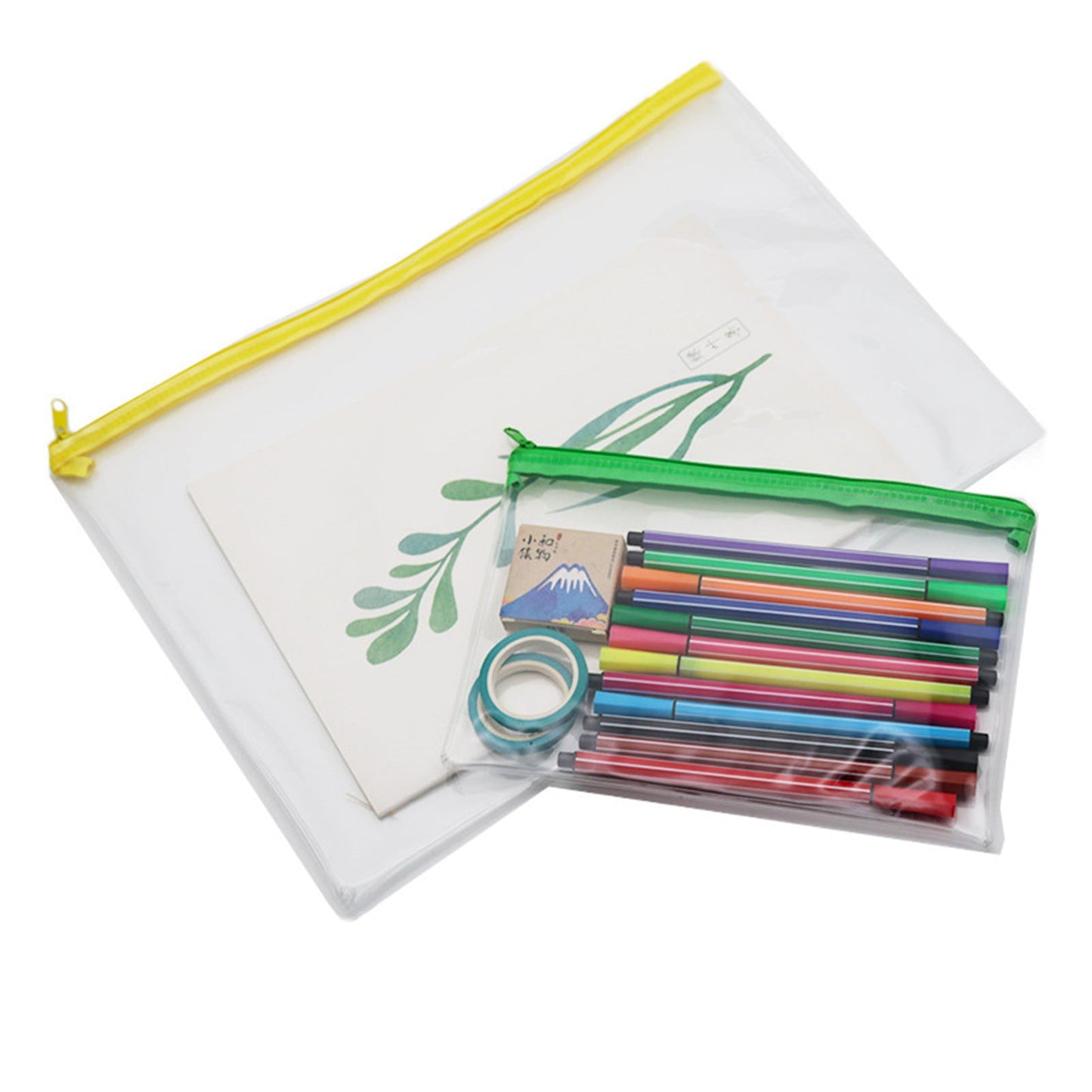 Transparent Pencil Case Zipper Bag Green 1 Transparent Pencil Case Zipper Bag Clear Pencil Case With Zipper Transparent Pvc For Schǒ-ǒI Exams Home And Travel JWDX One Size Green