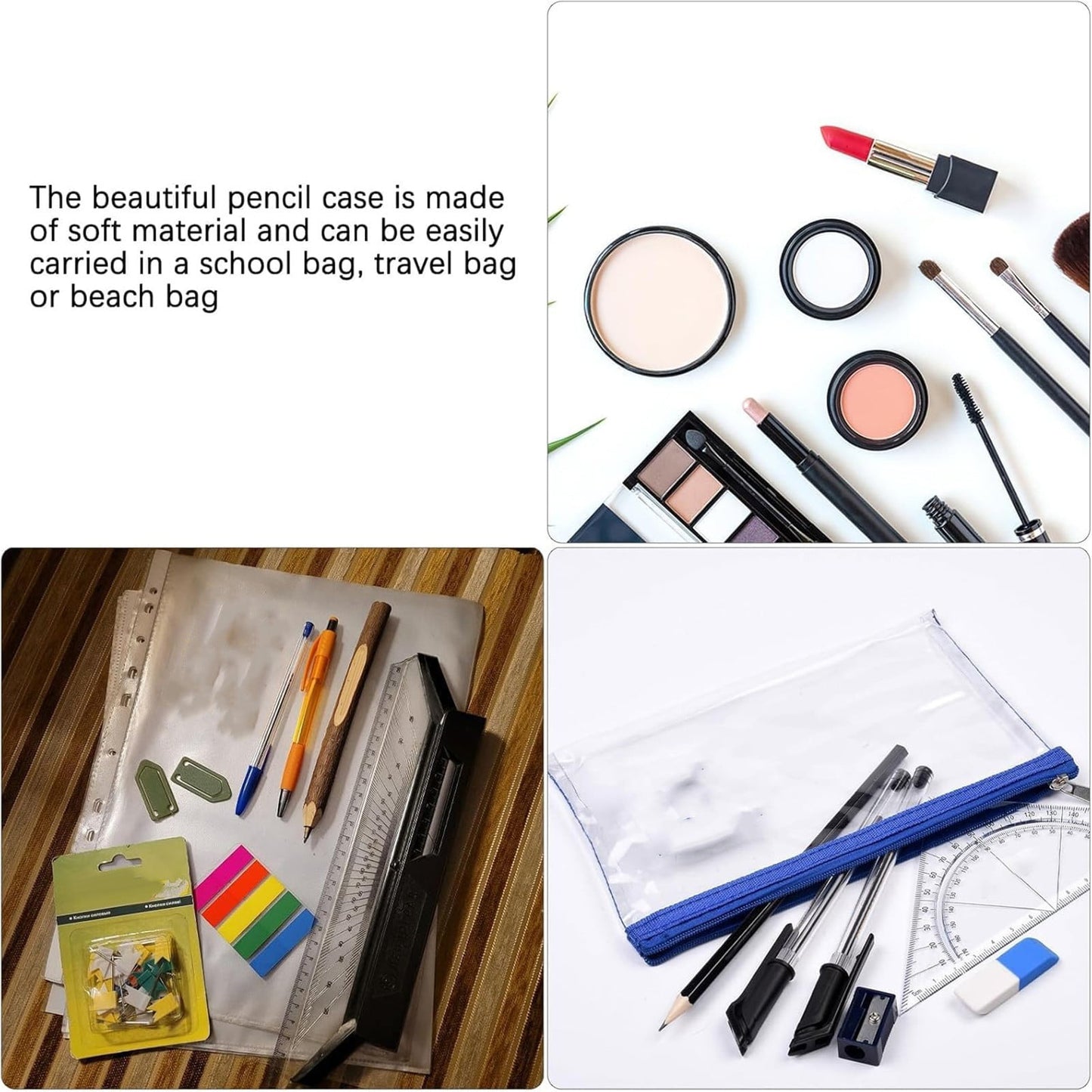 Transparent Pencil Case Zipper Bag Green 1 Transparent Pencil Case Zipper Bag Clear Pencil Case With Zipper Transparent Pvc For Schǒ-ǒI Exams Home And Travel JWDX One Size Green
