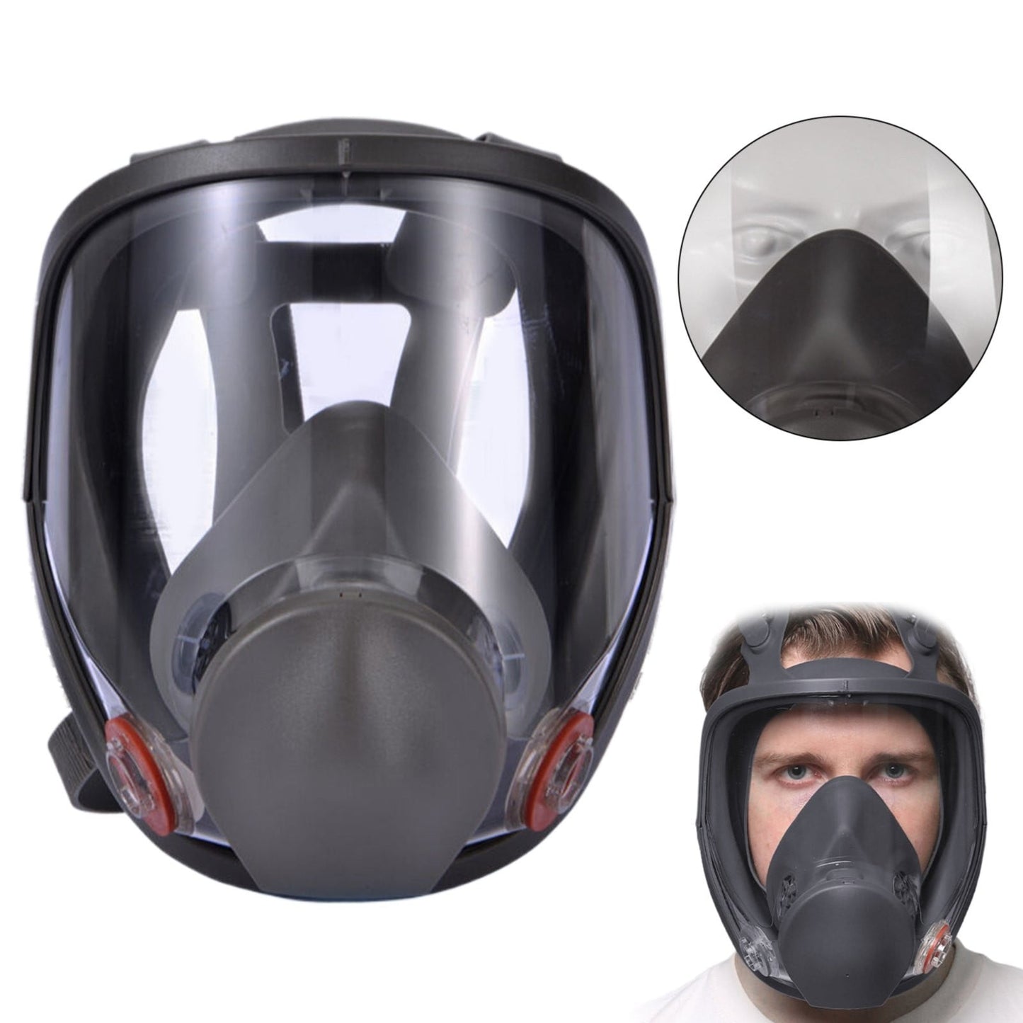 Large Field of View Dust Protection Gas Mask Jwdx Full Facepiece Reusable Respirator 6800 Niosh Large Lens Ansi High Impact Silicone Seal Four Point Harness Comfortable Fit Painting Dust L Brown
