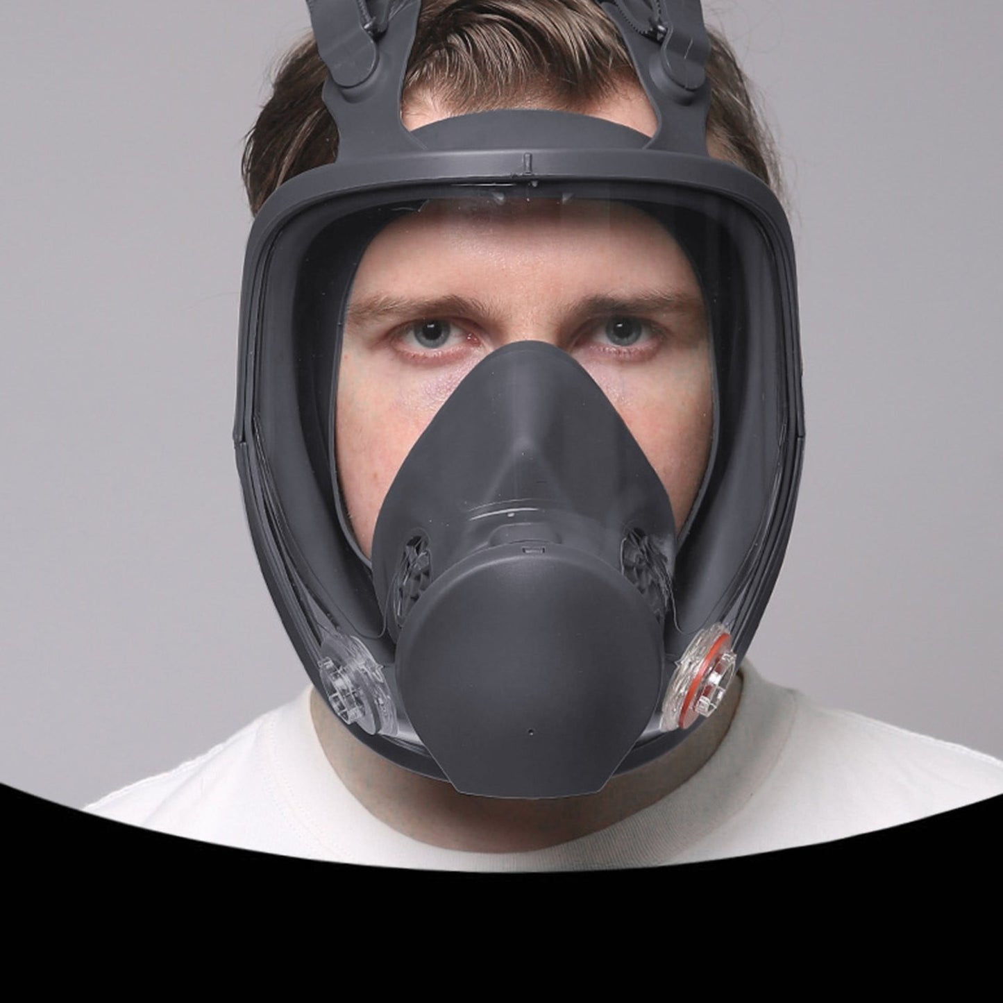 Large Field of View Dust Protection Gas Mask Jwdx Full Facepiece Reusable Respirator 6800 Niosh Large Lens Ansi High Impact Silicone Seal Four Point Harness Comfortable Fit Painting Dust L Brown