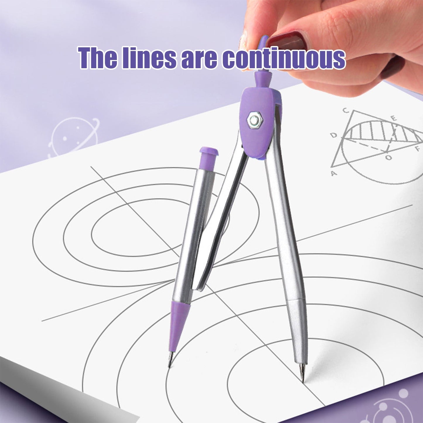 Grrvtrz Ruler,Avoid Myopia Math Geometry Kit 8 Piece Supplies Set with Shatterproof Storage Box Including Ruler Protractor Eraser Lead Leads Pencils for,ice Supplies,Stationery 7.09*3.15*1.57 Purple