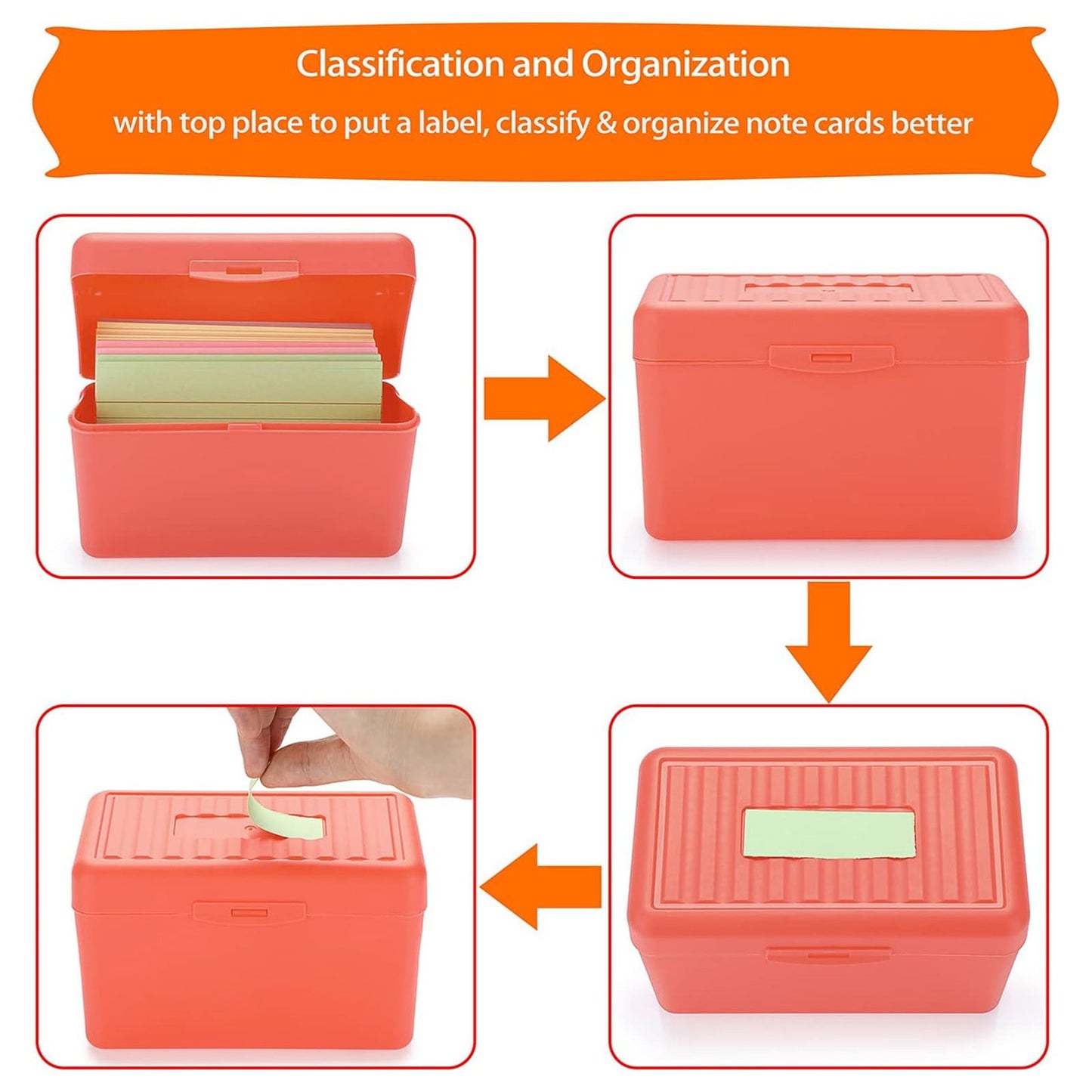 JWDX Hot Clearance! Index Card Holder Index Card Box Notecard Box Flash Card Holder Index Organizer, Storage Box*1 Yellow Desktop storage box Blue
