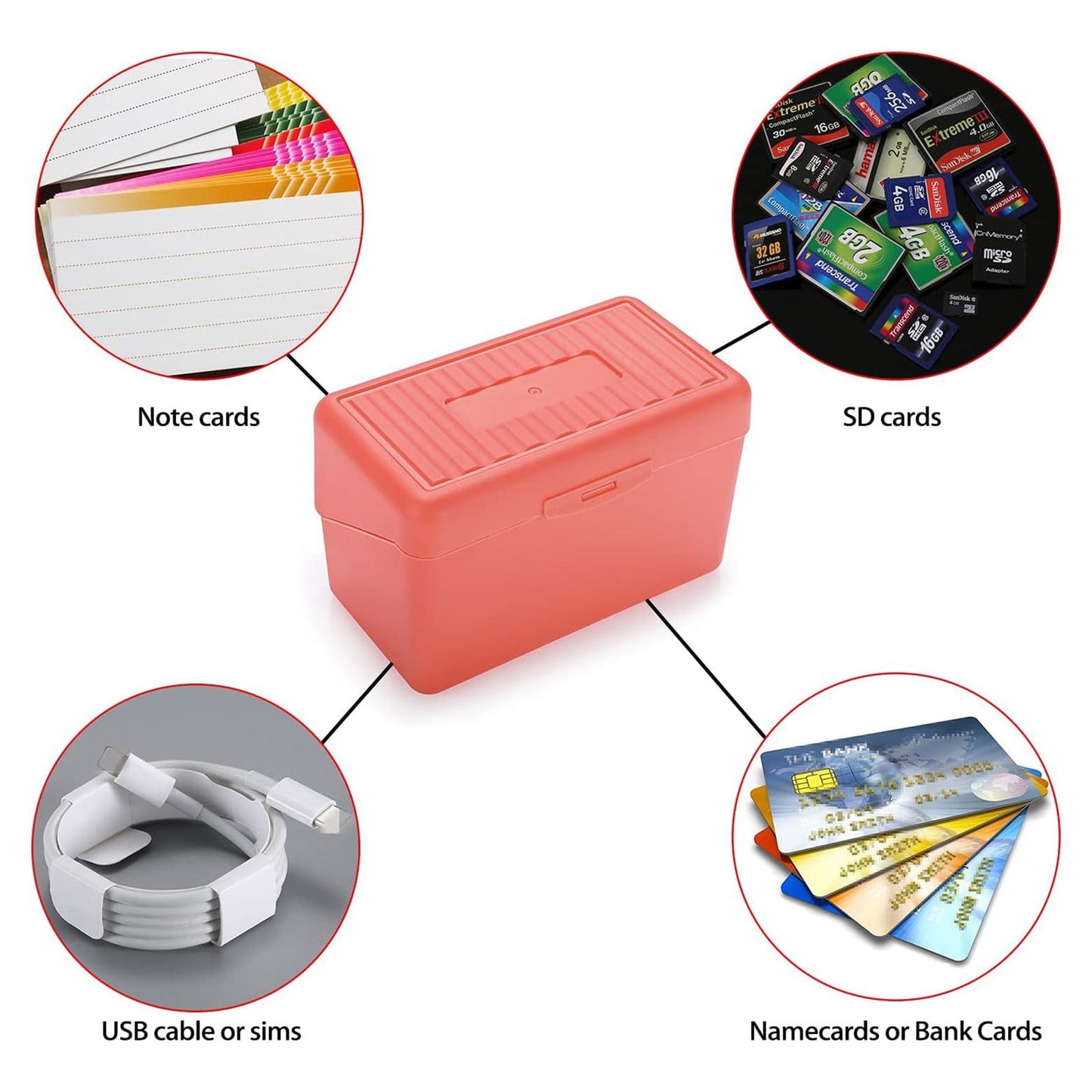 JWDX Hot Clearance! Index Card Holder Index Card Box Notecard Box Flash Card Holder Index Organizer, Storage Box*1 Yellow Desktop storage box Blue