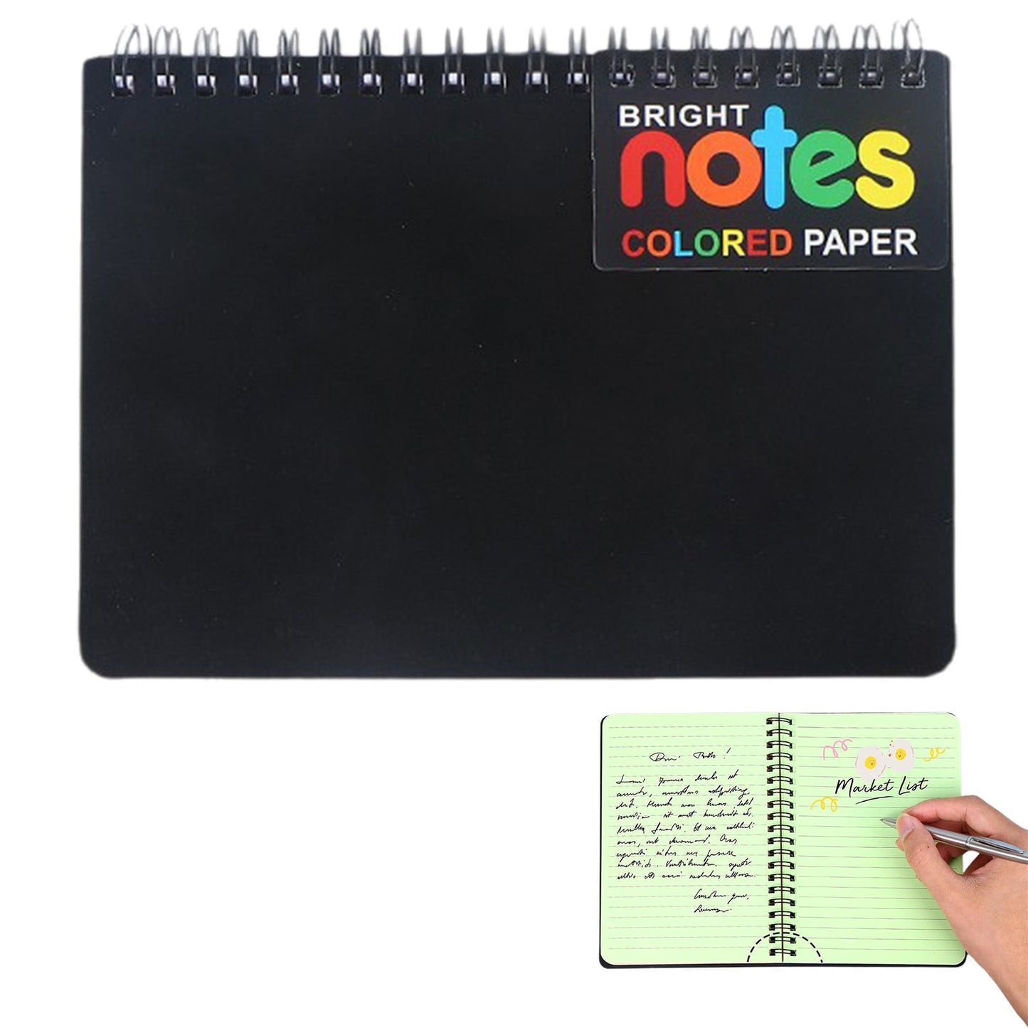 JWDX Hot Clearance! Notebooks Wirebound College Ruled Note Books Colored Lined Paper Perforated Notepad Memo Books Poly Cover Journaling Notebook 100 Sheets, 1 Notebook Notebook 100 Sheets Black