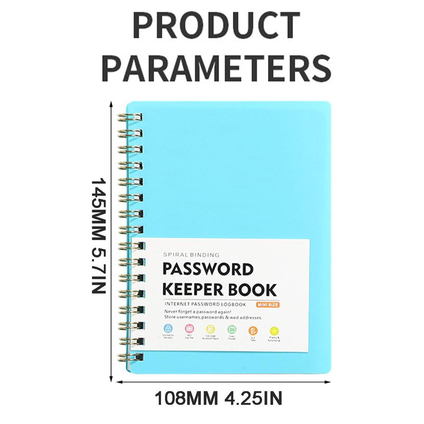 JWDX Hot Clearance! Password Book Password Book with Personal Alphabet Label Internet Address and Password Headquarters Password Log, A Spiral Code Book Orange Spiral code book Red
