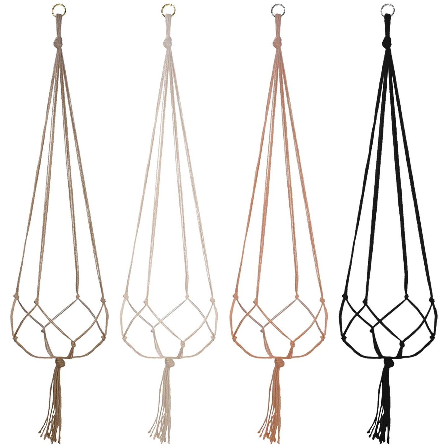 LGCASL Plant Hanger Flower Pot Plant Holder for Indoor Outdoor Decorations,Indoor Hanging Planter Holder, Hanging Baskets for Plant, 1X Hanging Basket Net Bag Brown Plant Hangers White