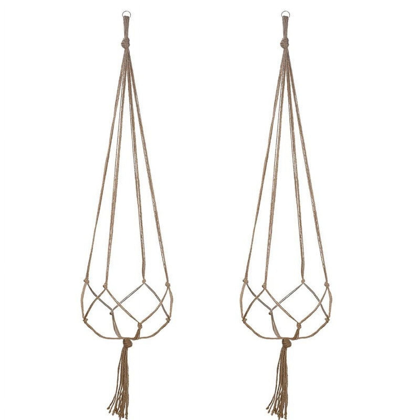 LGCASL Plant Hanger Flower Pot Plant Holder for Indoor Outdoor Decorations,Indoor Hanging Planter Holder, Hanging Baskets for Plant, 1X Hanging Basket Net Bag Brown Plant Hangers White