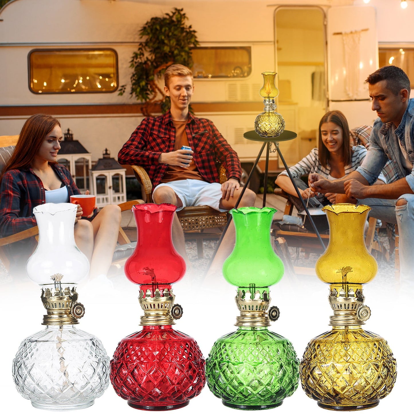 LGCASL Glass Kerosene Indoor Retro Classic Burning Lights Oil Lamp for Home Bedroom Table Decorations Emergency Use, 1*Glass Lamp Glazed Lamp, Clear One Size Glazed lamp, clear