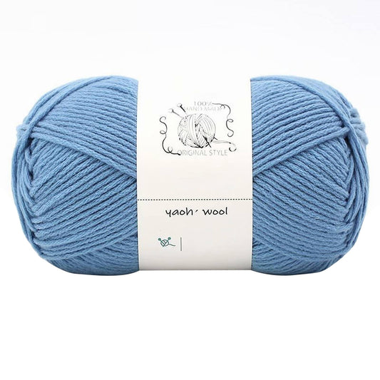 LGCASL Hand-Knitted Yarn #2 Pure White , 1Pc100G Hand Woven Cotton Yarn Soft Crochet Yarn for Hand Knitting Warm Sweater Sofa Cushion Scarf Diy Sky Blue