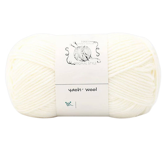 LGCASL Hand-Knitted Yarn #2 Pure White , 1Pc100G Hand Woven Cotton Yarn Soft Crochet Yarn for Hand Knitting Warm Sweater Sofa Cushion Scarf Diy White