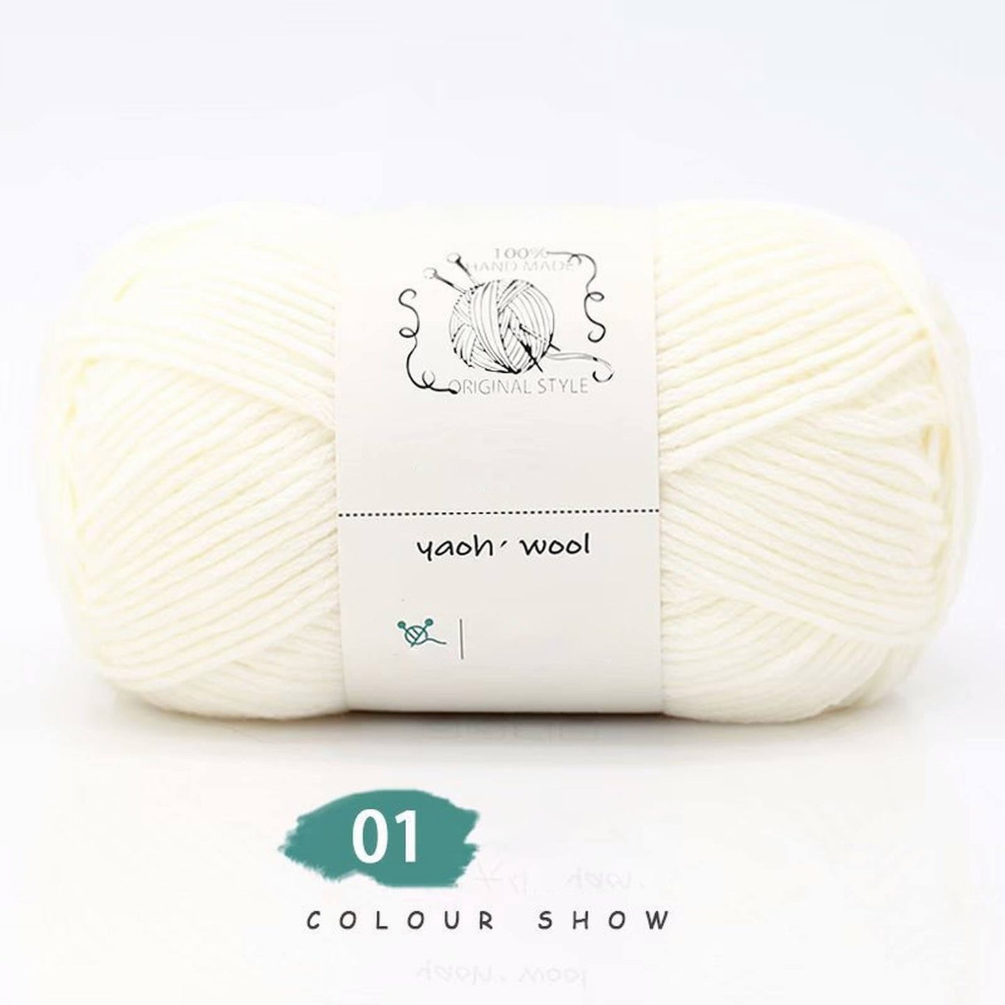 LGCASL Hand-Knitted Yarn #2 Pure White , 1Pc100G Hand Woven Cotton Yarn Soft Crochet Yarn for Hand Knitting Warm Sweater Sofa Cushion Scarf Diy White