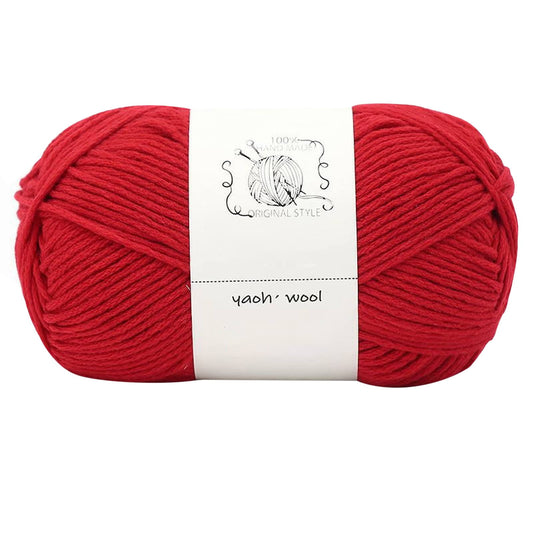 LGCASL Hand-Knitted Yarn #2 Pure White , 1Pc100G Hand Woven Cotton Yarn Soft Crochet Yarn for Hand Knitting Warm Sweater Sofa Cushion Scarf Diy bright red