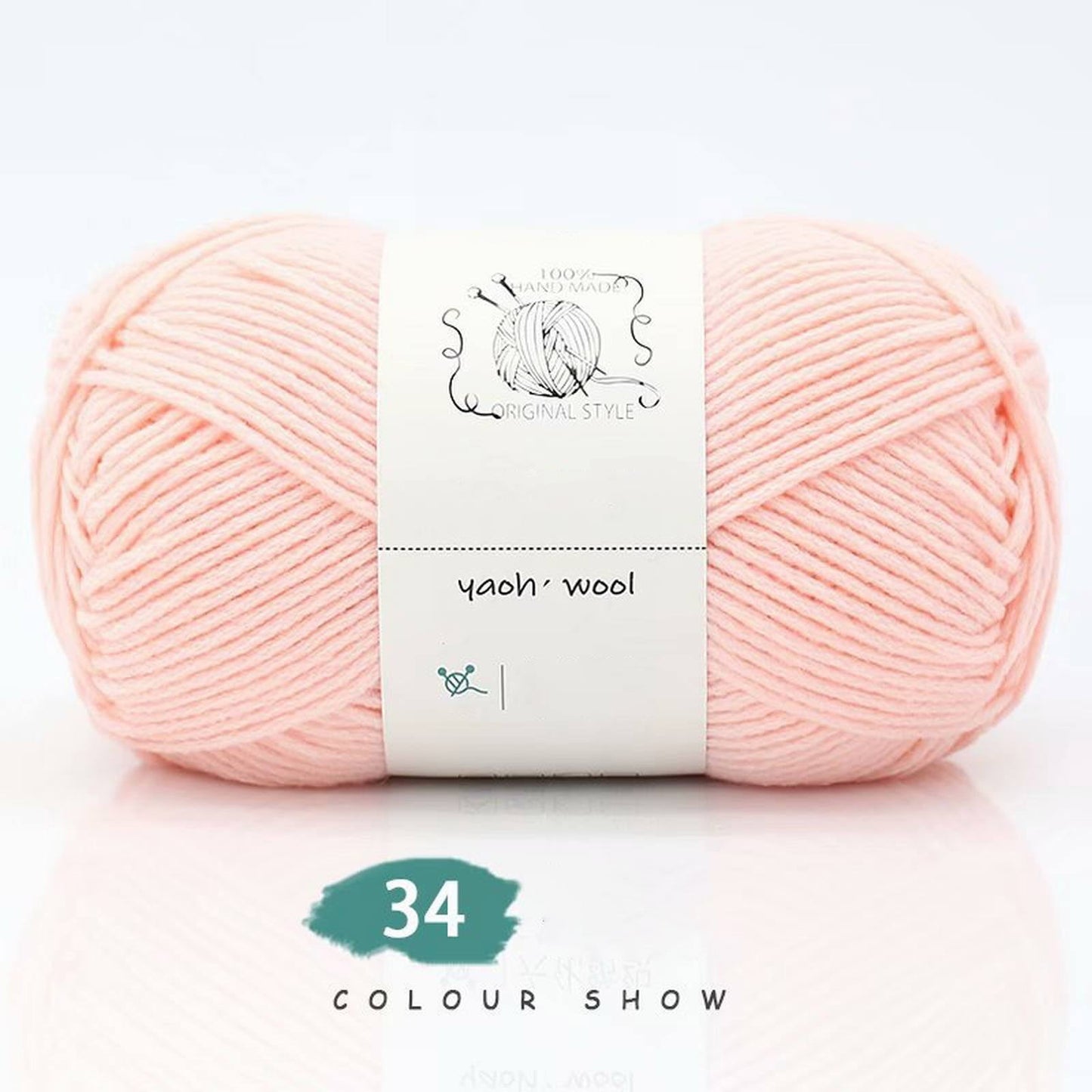 LGCASL Hand-Knitted Yarn #2 Pure White , 1Pc100G Hand Woven Cotton Yarn Soft Crochet Yarn for Hand Knitting Warm Sweater Sofa Cushion Scarf Diy cherry pink