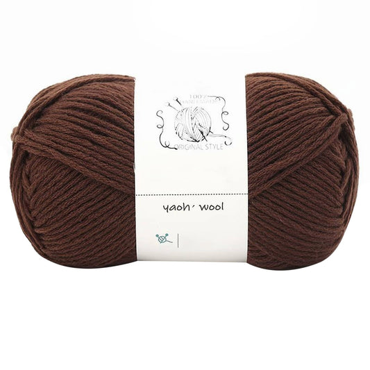LGCASL Hand-Knitted Yarn #2 Pure White , 1Pc100G Hand Woven Cotton Yarn Soft Crochet Yarn for Hand Knitting Warm Sweater Sofa Cushion Scarf Diy dark coffee