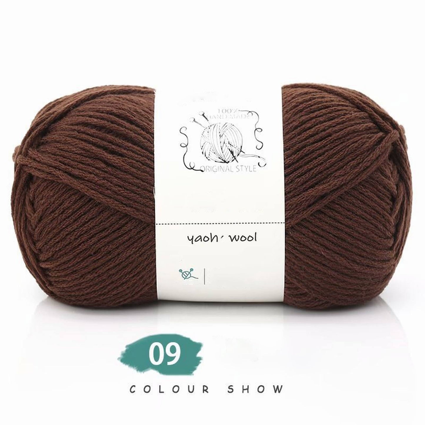 LGCASL Hand-Knitted Yarn #2 Pure White , 1Pc100G Hand Woven Cotton Yarn Soft Crochet Yarn for Hand Knitting Warm Sweater Sofa Cushion Scarf Diy dark coffee