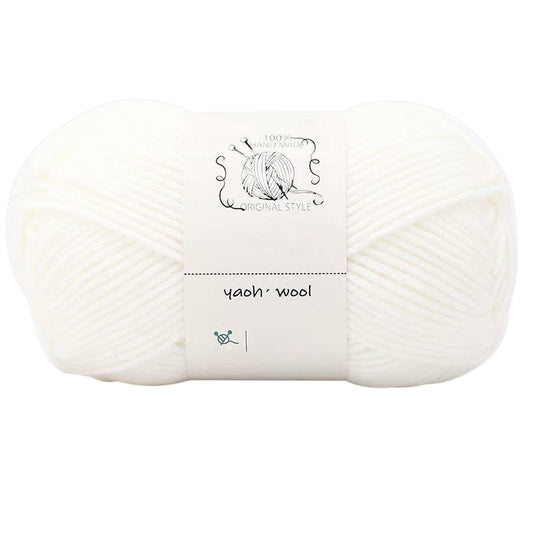 LGCASL Hand-Knitted Yarn #2 Pure White , 1Pc100G Hand Woven Cotton Yarn Soft Crochet Yarn for Hand Knitting Warm Sweater Sofa Cushion Scarf Diy pure white