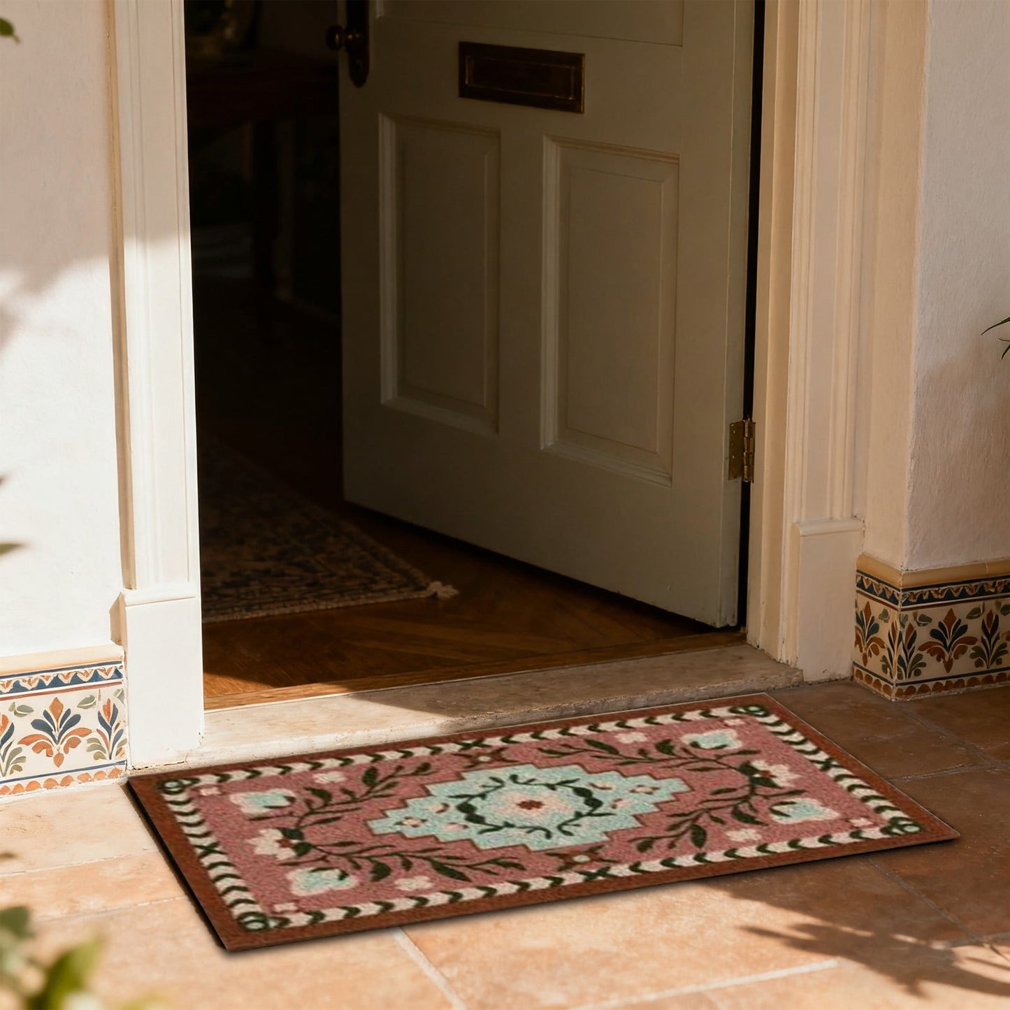 1 Carpet Doormat 60X40cm Coconut Coir Entrance Mat Non Outdoor Rug for Front Door Patio and Kitchen One Size Khaki