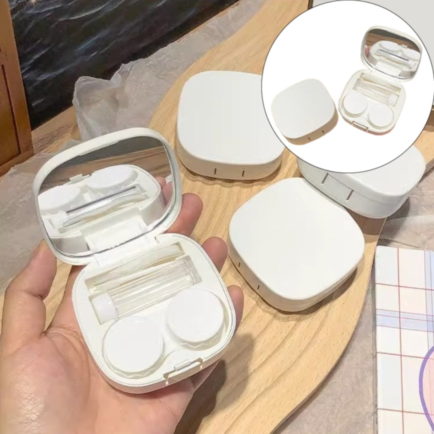 LGCASL, Case with Handmade Cute Contact Case with Tweezers Remover Tool Solution Bottle for Travel Outdoor Home Dormitory and Daily Use, Contact Lens Storage Box contact lens storage box Yellow