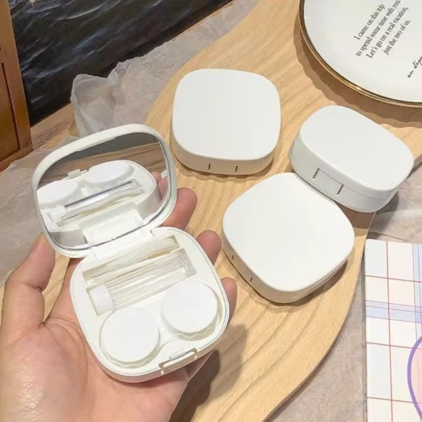 LGCASL, Case with Handmade Cute Contact Case with Tweezers Remover Tool Solution Bottle for Travel Outdoor Home Dormitory and Daily Use, Contact Lens Storage Box contact lens storage box Yellow