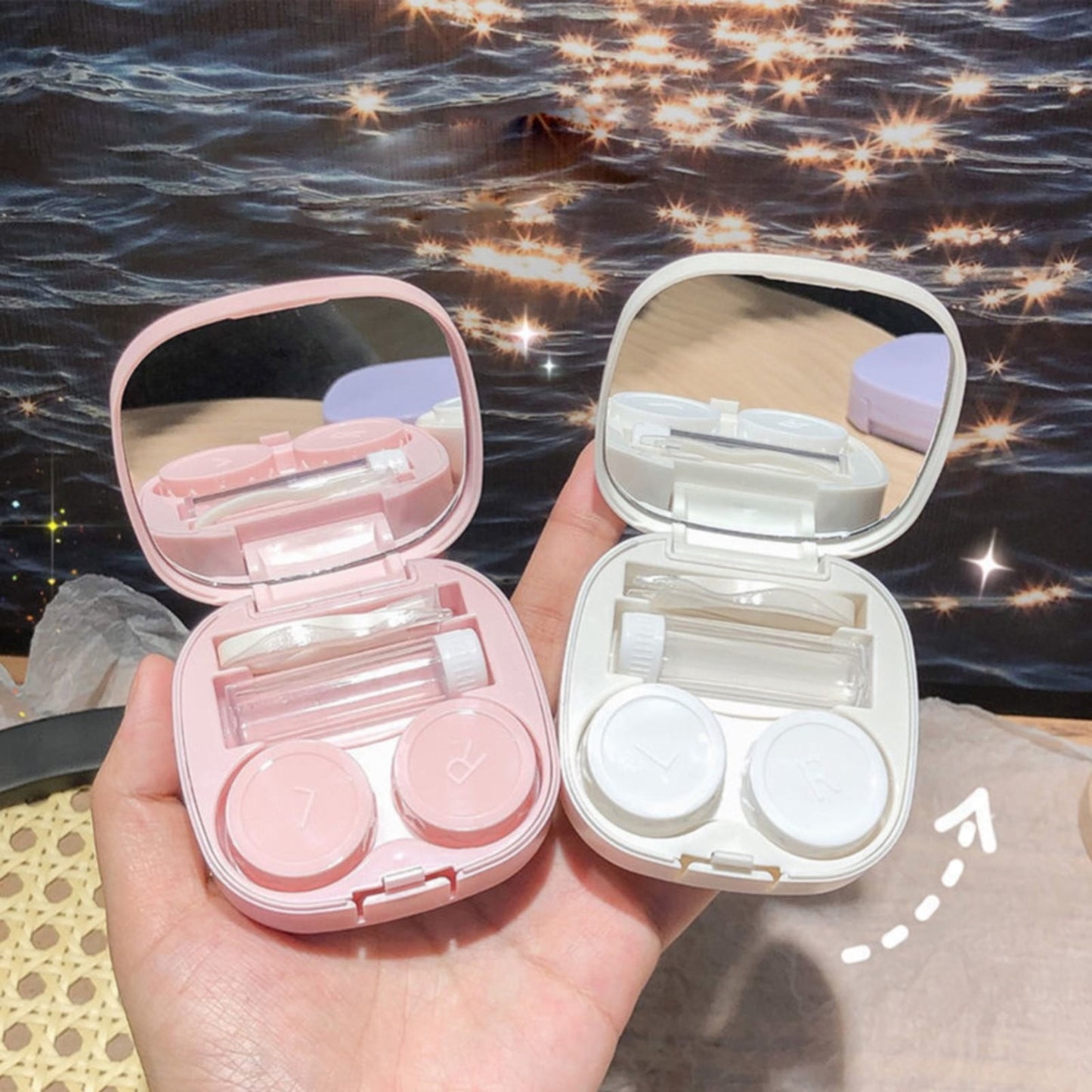 LGCASL, Case with Handmade Cute Contact Case with Tweezers Remover Tool Solution Bottle for Travel Outdoor Home Dormitory and Daily Use, Contact Lens Storage Box contact lens storage box Yellow