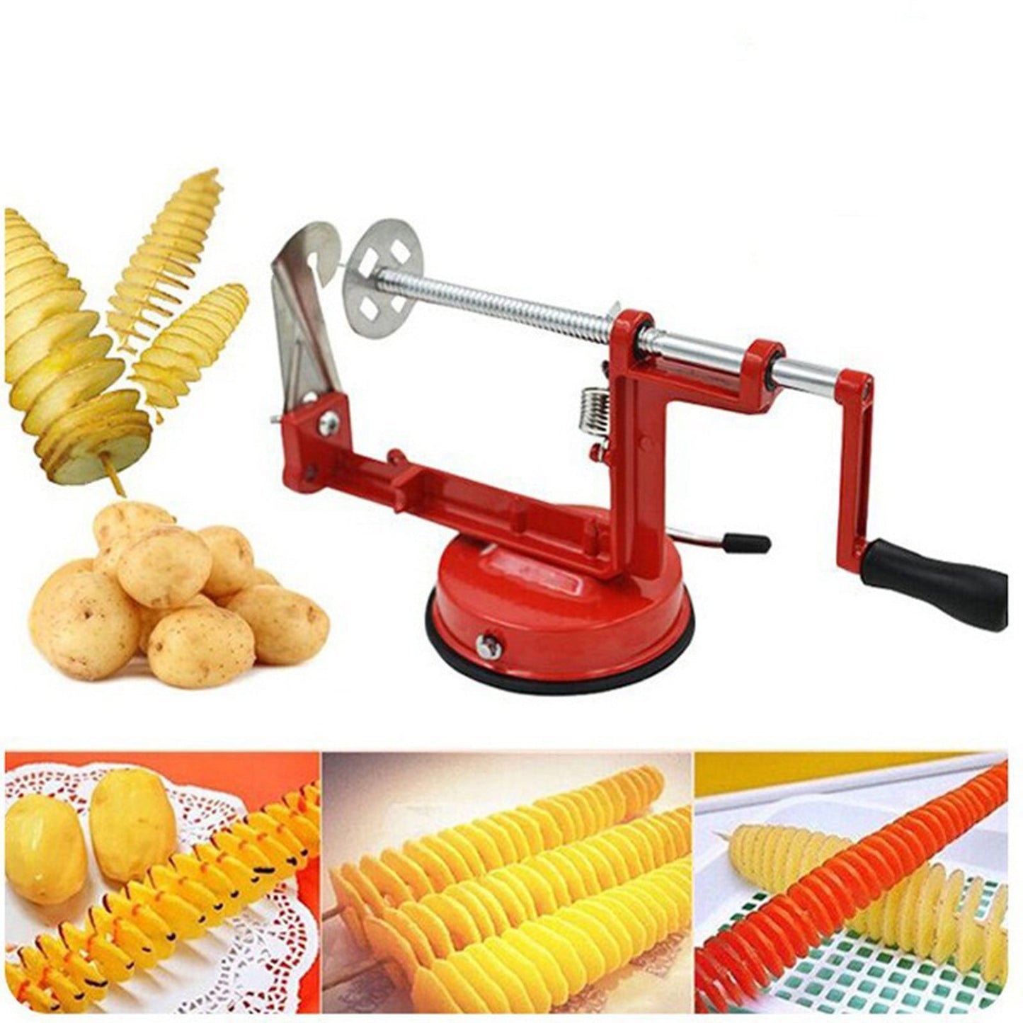 Bpyeka Potato Chip Processor,Household Manual Potato Tower Stainless Steel Hand Cranked Potato Chopper Whirlwind Potato Chip Multifunctional Rotating Potato Chip,Kitchen Decor,Home and Kitchen