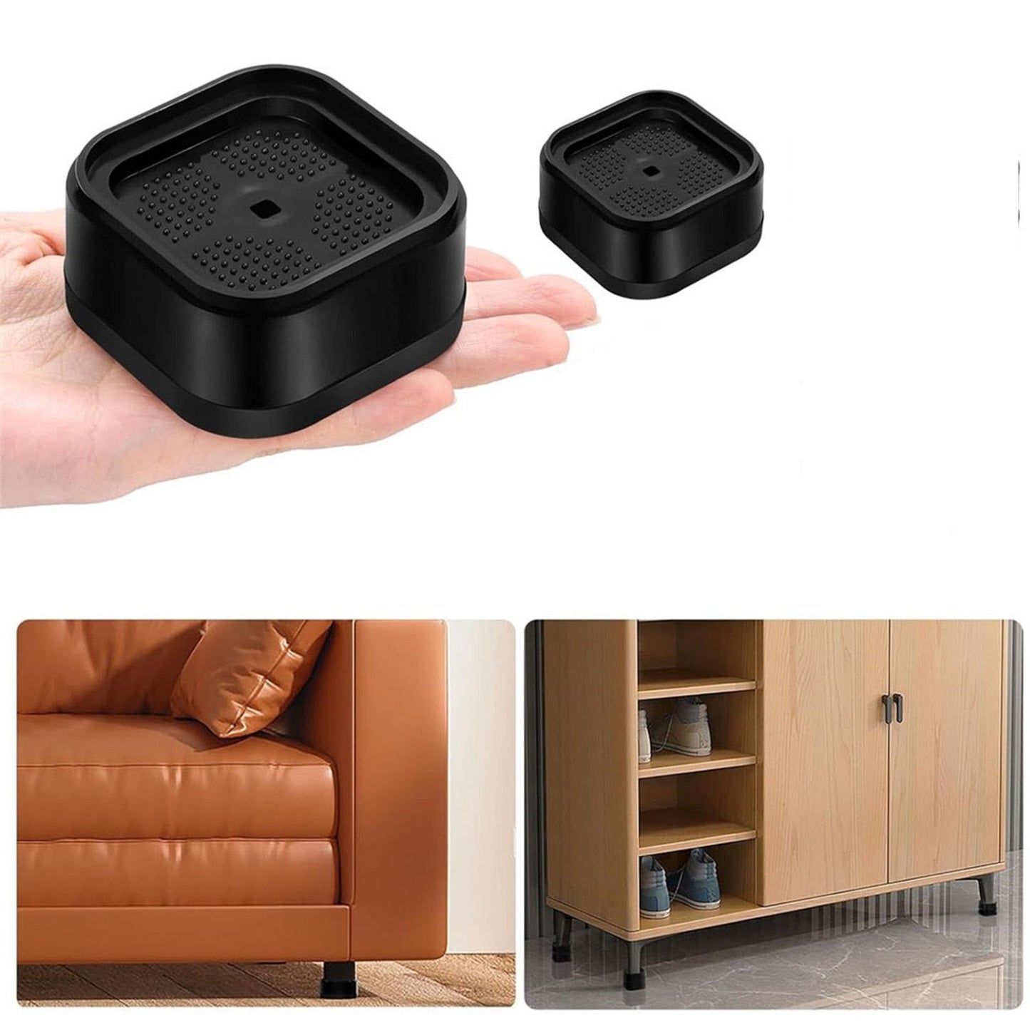 LGCASL Clearance! L: 6 cm,W: 6 cm Furniture Adjustable Adjustable Bed for Table Desk Couch Chair Sofa Cabinet Bed Legs Dorm Anti Rubber- W: 6 cm,L: 8 cm Black