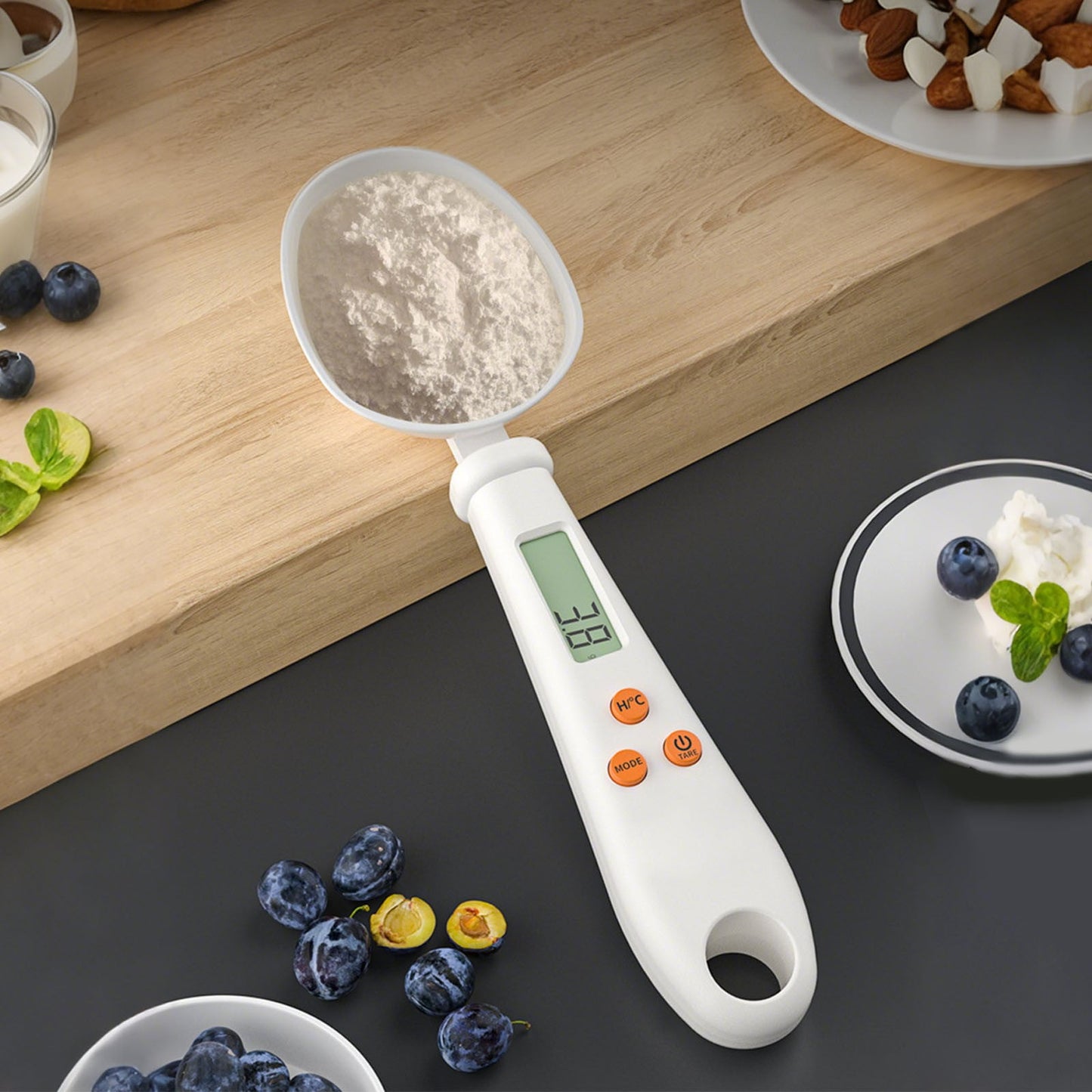 LGCASL Clearance! 2 in 1 Electronic Kitchen Scale 2 in 1 Electronic Kitchen Scale Lcd Digital Measuring Flour Digital Spoon Scale Kitchen Tool Forfood- White One Size Black