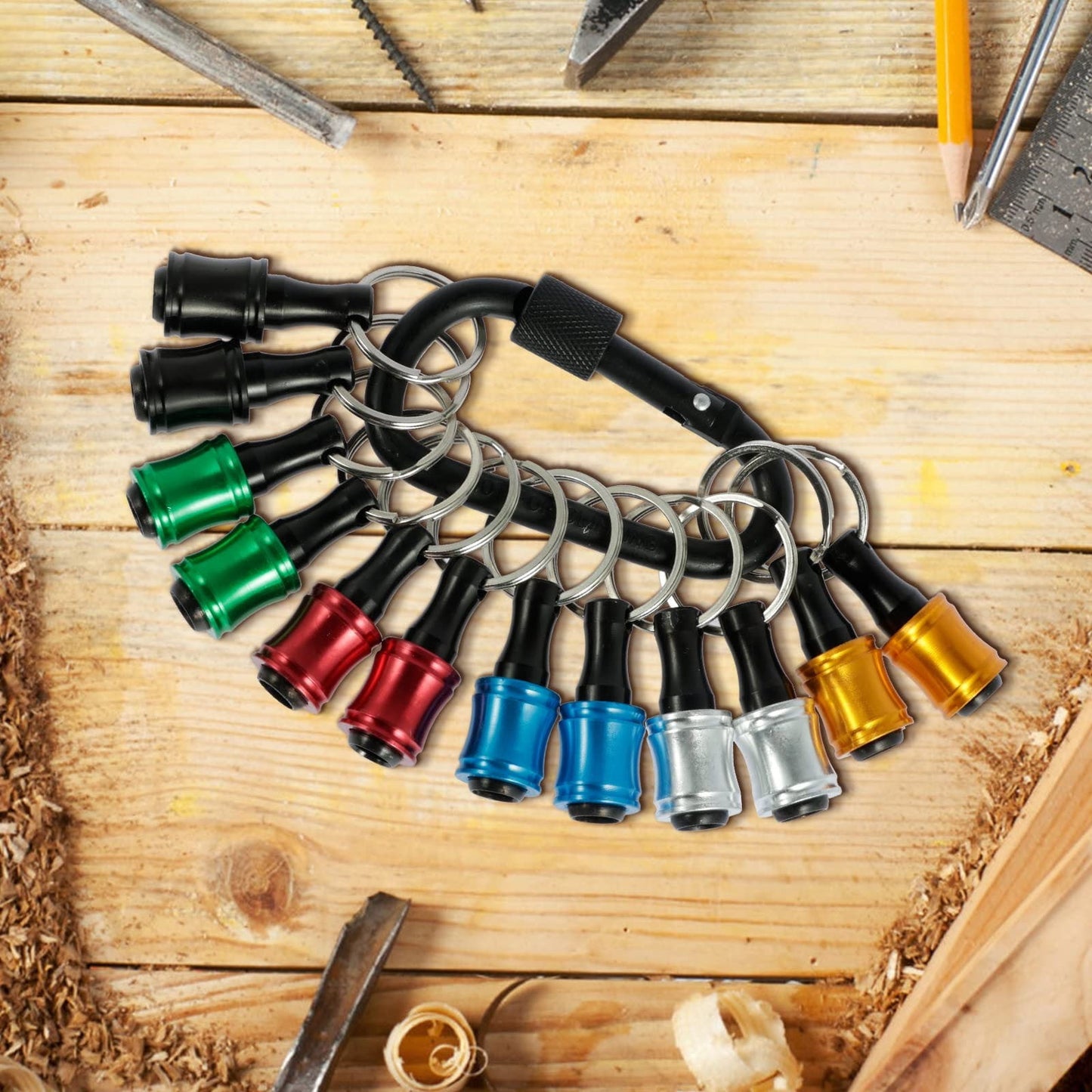 LGCASL Clearance! 12Pc Portable Bit Holder Key Chain Hex Shank Screwdriver Bit Clip for Impact Driver Drill Bit Keychain Extension Bar Quick Release Easy Change Screwdriver Bit Holders- 15*10*2cm Black