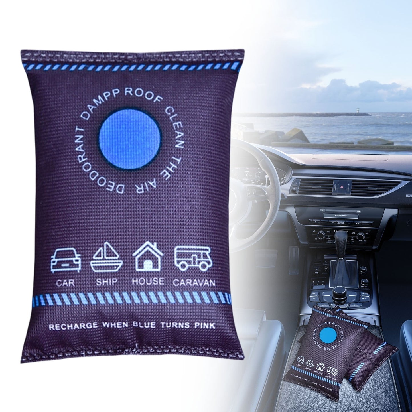 LGCASL Clearance! Reusable Dehumidifier Bags Reusable Dehumidifier Bags Car for Interior Portable Condensation Prevention for Wardrobe Closet Basement Rv Storage- 13*9*3cm Blue
