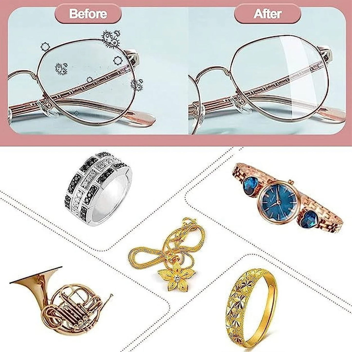 LGCASL Clearance! Polishing Cloths Pack for Silver Gold Brass and Copper Jewellery Polishing Cloths to Keep The of Your Jewellery- H One Size I