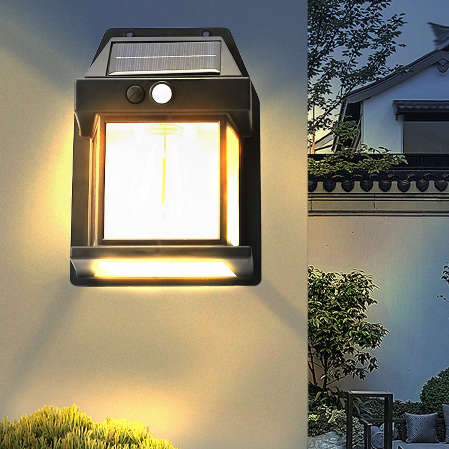 LGCASL Outdoor Courtyard Wall Lamp Wall Lights Outdoor Dusk to Dawn Motion Lights Outdoor 3 Lighting Wall Mount Light Sconces for Outside Patio Fence Yard Garage Black
