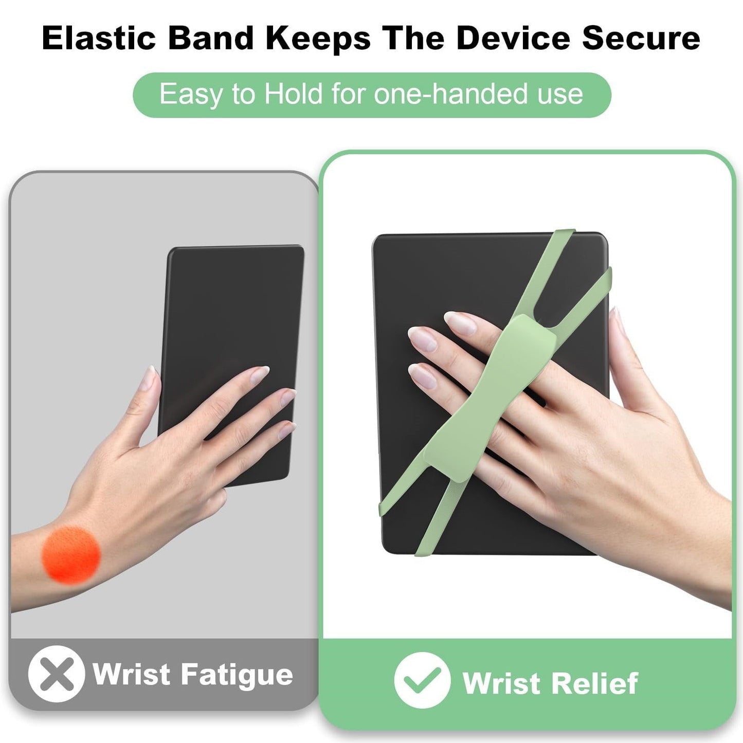 LGCASL Blue Flat Plate Fixing Wrist Strap D Light Green Elastic Tablet Strap for Fingers Comfortable Adjustable for Reading and Watching Videos 6 Color Options 18.5 cm C