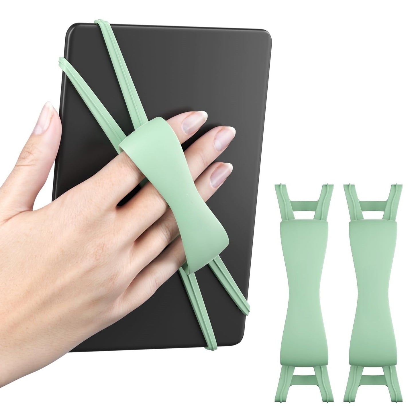 LGCASL Blue Flat Plate Fixing Wrist Strap D Light Green Elastic Tablet Strap for Fingers Comfortable Adjustable for Reading and Watching Videos 6 Color Options 18.5 cm F