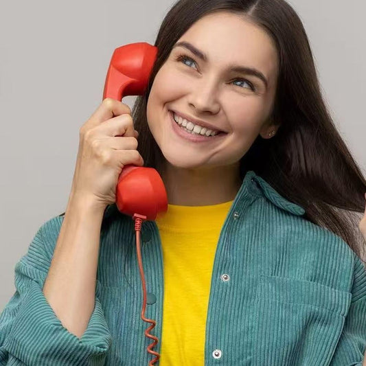 Phone Retro Handset, Phone Retro Phone Handset, 2026 New Bluetooth Retrophone, Vintage Telephone to Landline Adapter Red