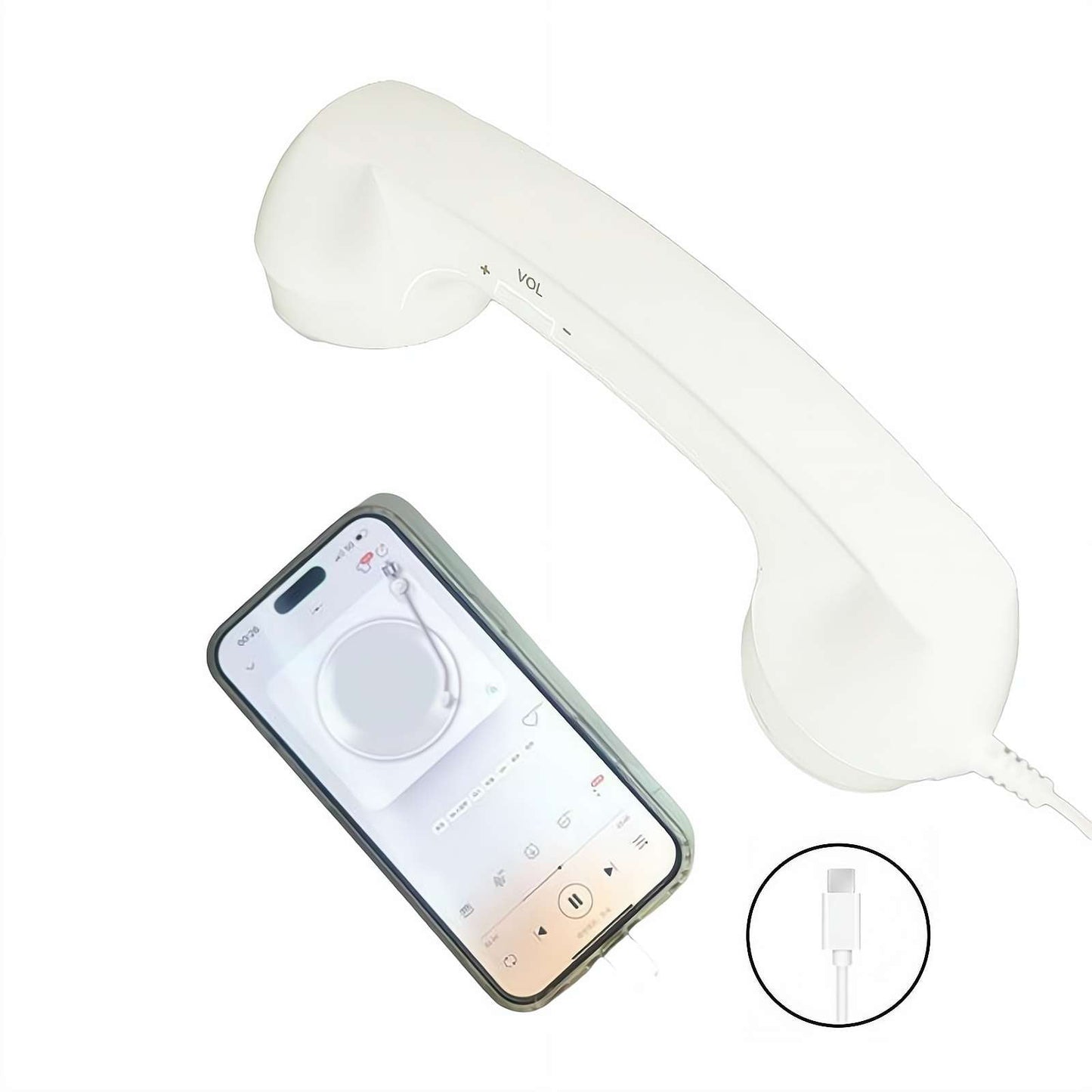 Phone Retro Handset, Phone Retro Phone Handset, 2026 New Bluetooth Retrophone, Vintage Telephone to Landline Adapter White