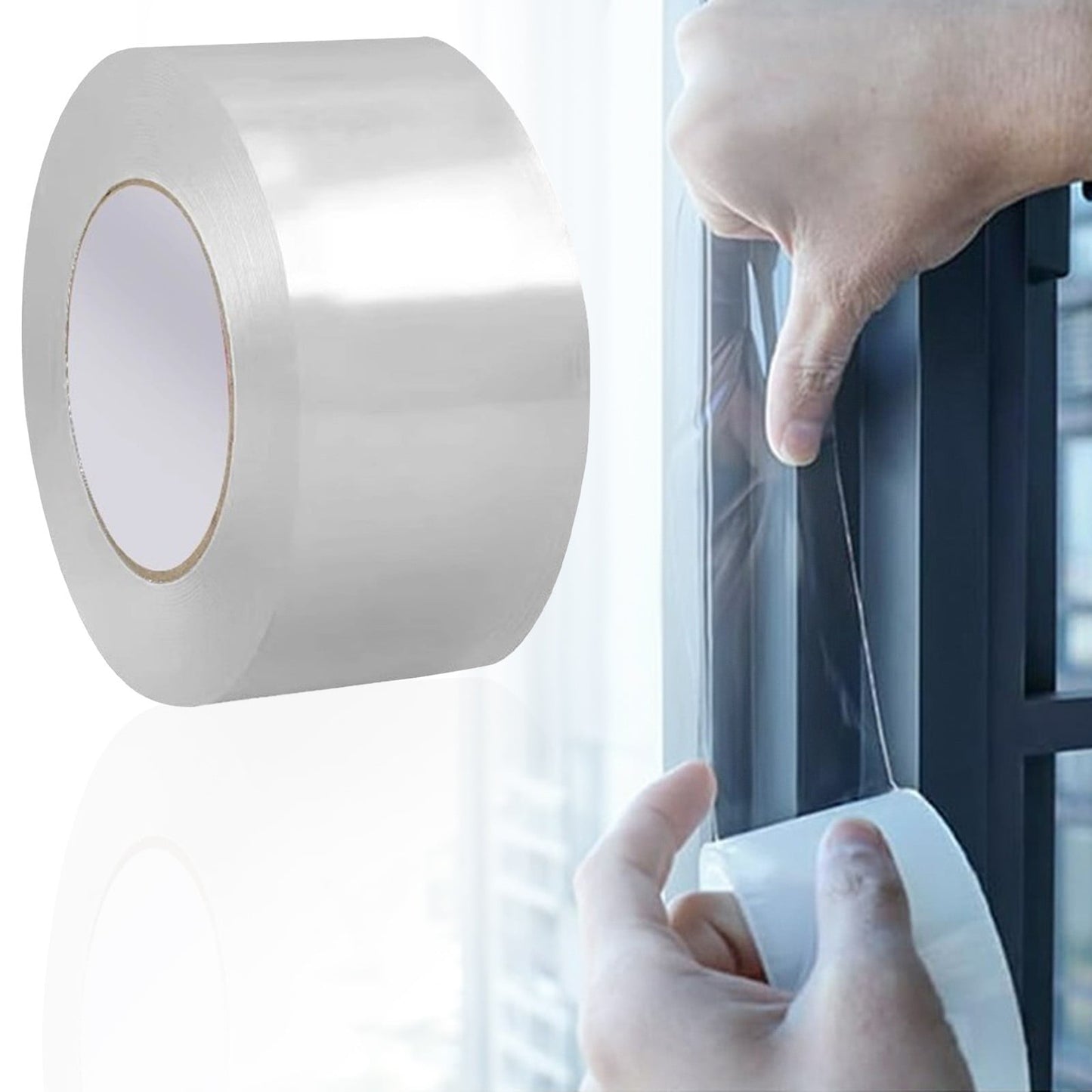 LGCASL Transparent Window Weather Sealing Tape Weather Stripping Free Window Insulation Caulk Tape for Doors Shower Glass Bathroom 0.5mm*5cm*10m Clear