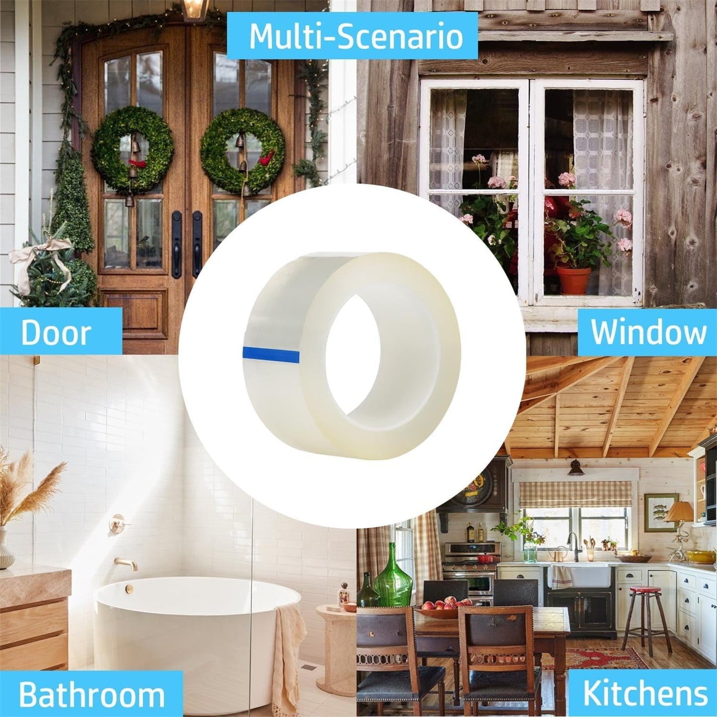 LGCASL Transparent Window Weather Sealing Tape Weather Stripping Free Window Insulation Caulk Tape for Doors Shower Glass Bathroom 0.5mm*5cm*10m Clear