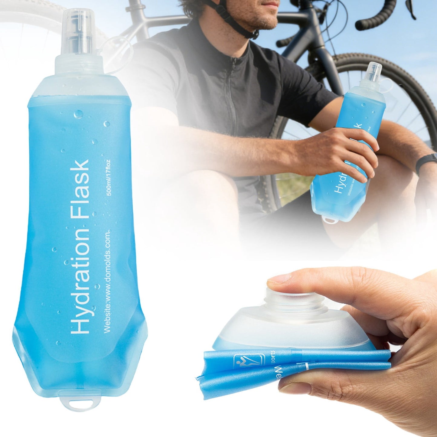 150ml Soft Flask,Light Tpu Foldable Soft Water Bottle Leak Proof Hydration Flask,Soft Water Bottle Running for Running Hiking Cycling Camping Portable Travel Sports Water Bag Easy to Carry S(150ml) Army Green