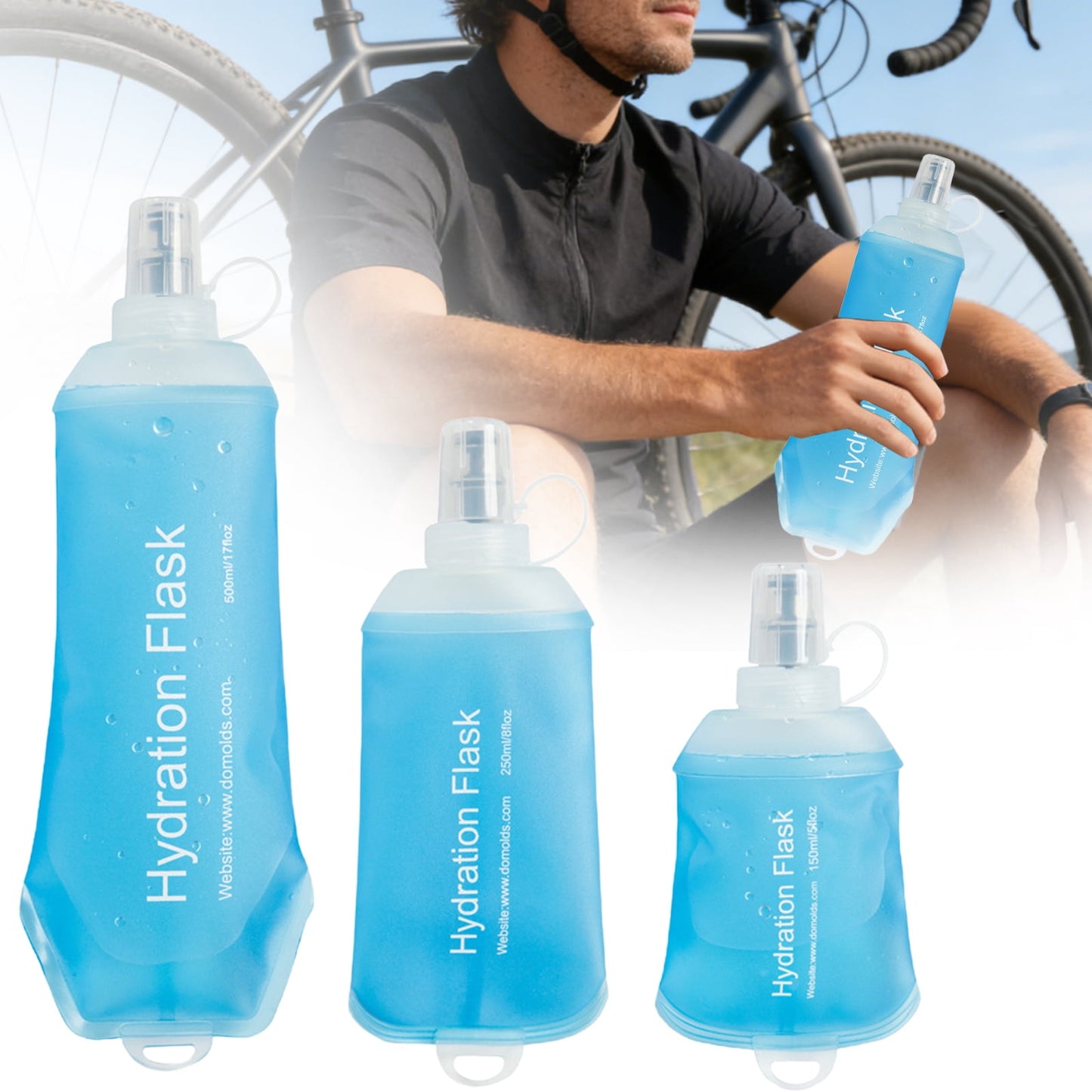 150ml Soft Flask,Light Tpu Foldable Soft Water Bottle Leak Proof Hydration Flask,Soft Water Bottle Running for Running Hiking Cycling Camping Portable Travel Sports Water Bag Easy to Carry S(150ml) Army Green