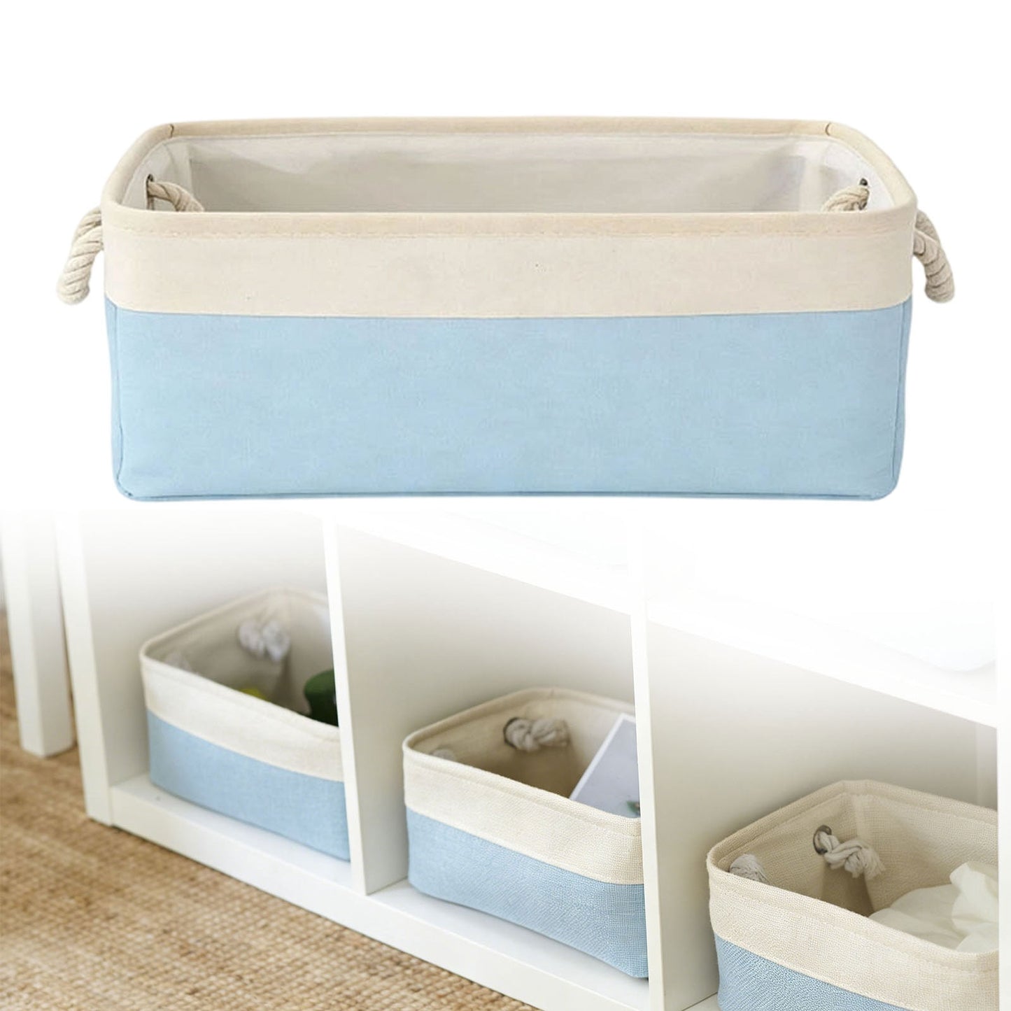 LGCASL Fabric Storage Box, Fabric Storage Box, Storage Basket with Handles and for Clothes Shelves Closet Wardrobe Home Wear and Reinforced, Light Gray S(12.2×5.1×8.2Inch) S(12.2×5.1×8.2inch) Light Green