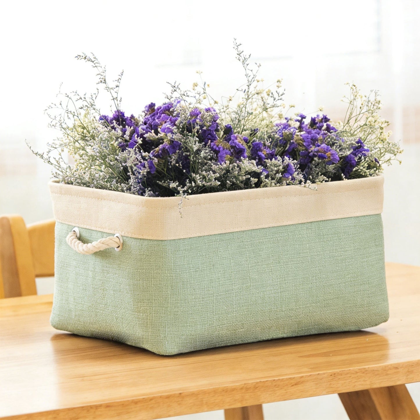 LGCASL Fabric Storage Box, Fabric Storage Box, Storage Basket with Handles and for Clothes Shelves Closet Wardrobe Home Wear and Reinforced, Light Gray S(12.2×5.1×8.2Inch) S(12.2×5.1×8.2inch) Light Green