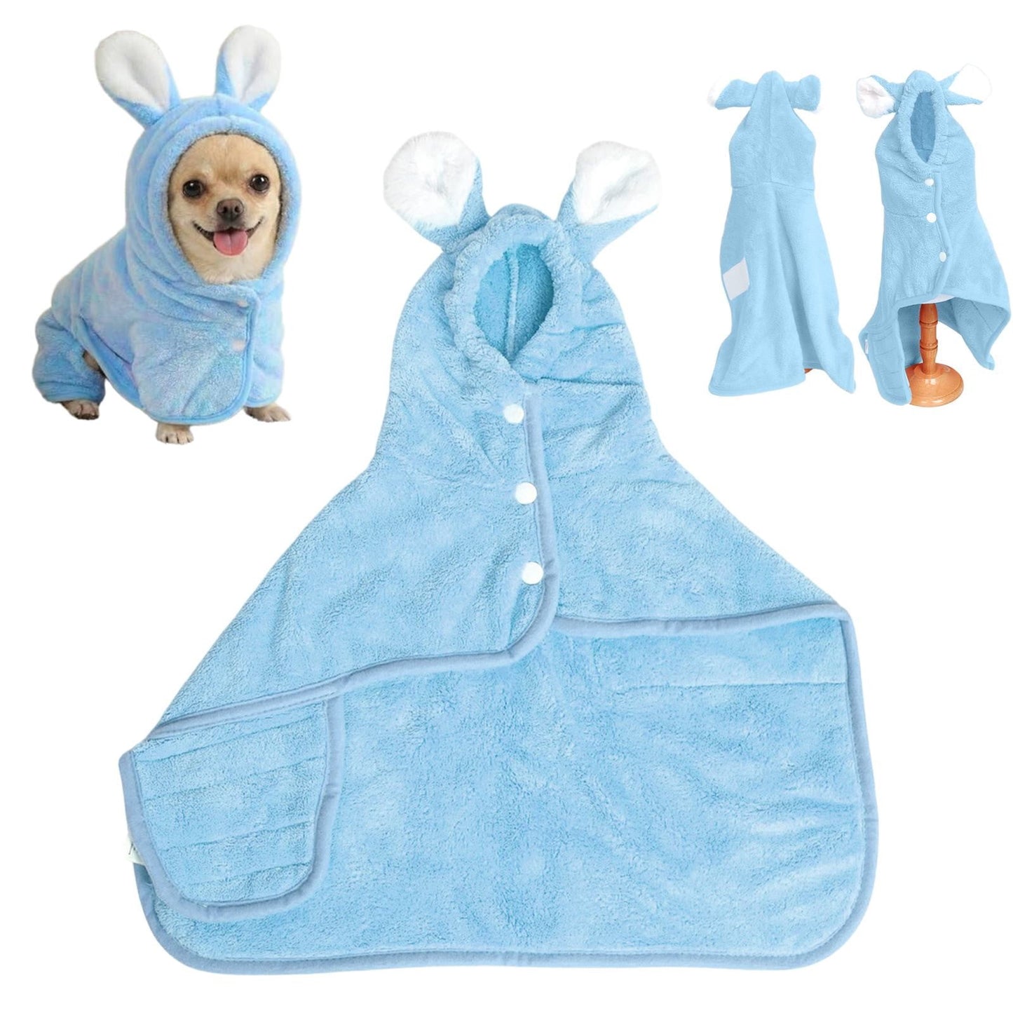 LGCASL 2026 New Puppy Bathrobe with Hood, Dog Bathrobe Absorbent Towel for Small Dogs Fast Drying Dog Robe Coat with Hood Puppy Towel Wrap Pet Grooming After Shower (Blue, Xs) M Blue