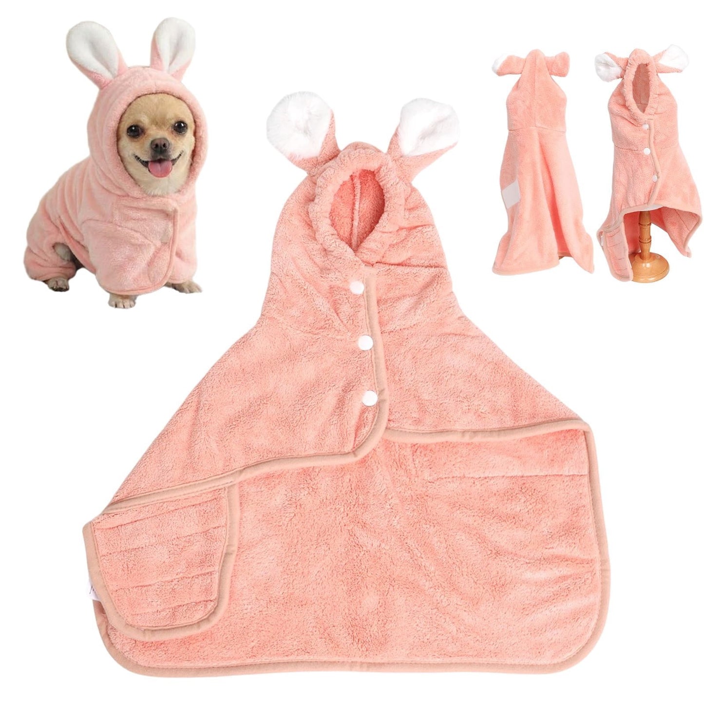 LGCASL 2026 New Puppy Bathrobe with Hood, Dog Bathrobe Absorbent Towel for Small Dogs Fast Drying Dog Robe Coat with Hood Puppy Towel Wrap Pet Grooming After Shower (Blue, Xs) S Pink